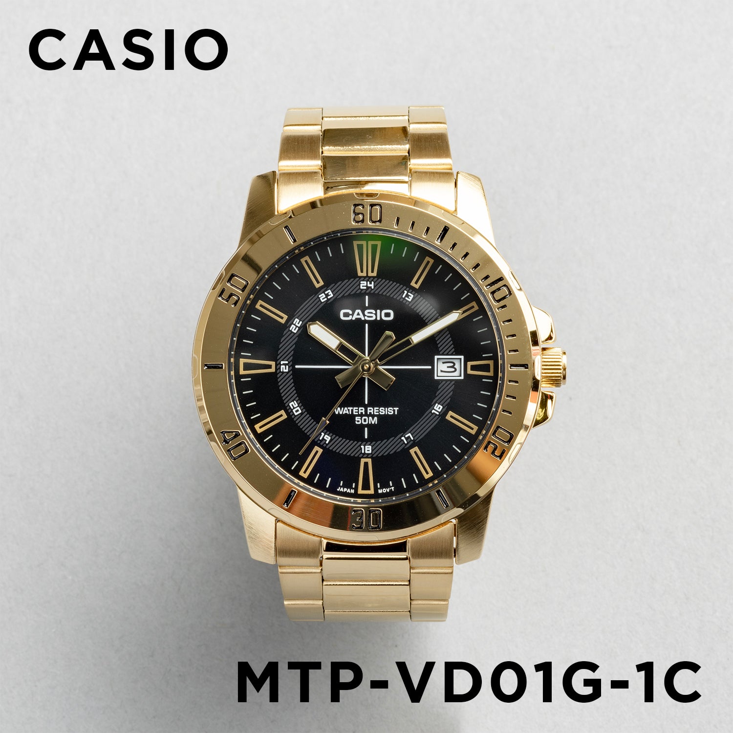 CASIO カシオ MTP-VD01G-1C ゴールド ブラック文字盤 アナログ メンズ 腕時計