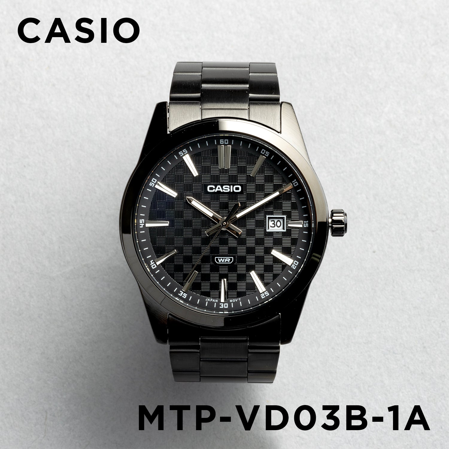 CASIO カシオ MTP-VD03B-1A ブラック ブラック文字盤 アナログ メンズ 腕時計 正面
