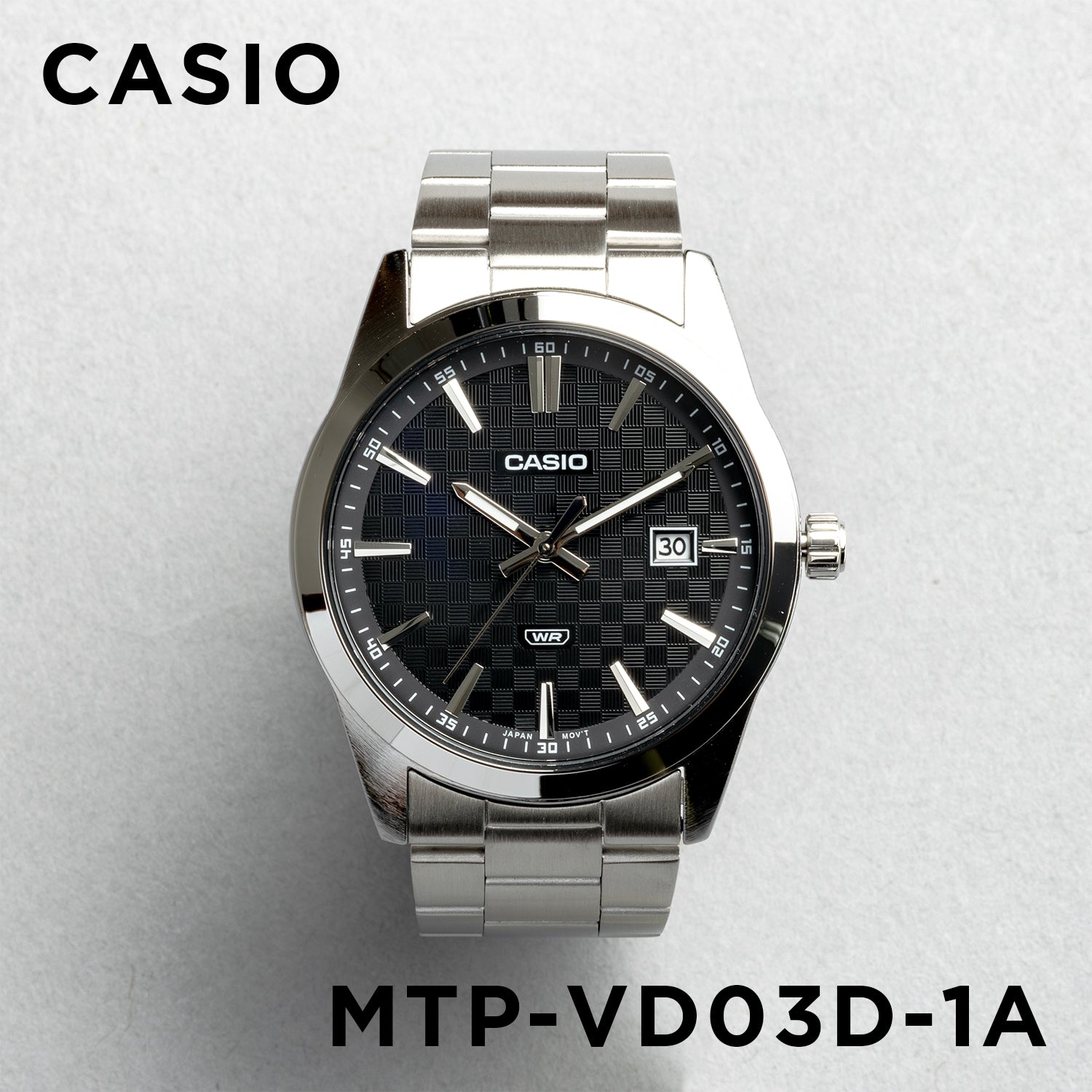 CASIO カシオ MTP-VD03D-1A シルバー ブラック文字盤 アナログ メンズ 腕時計 正面