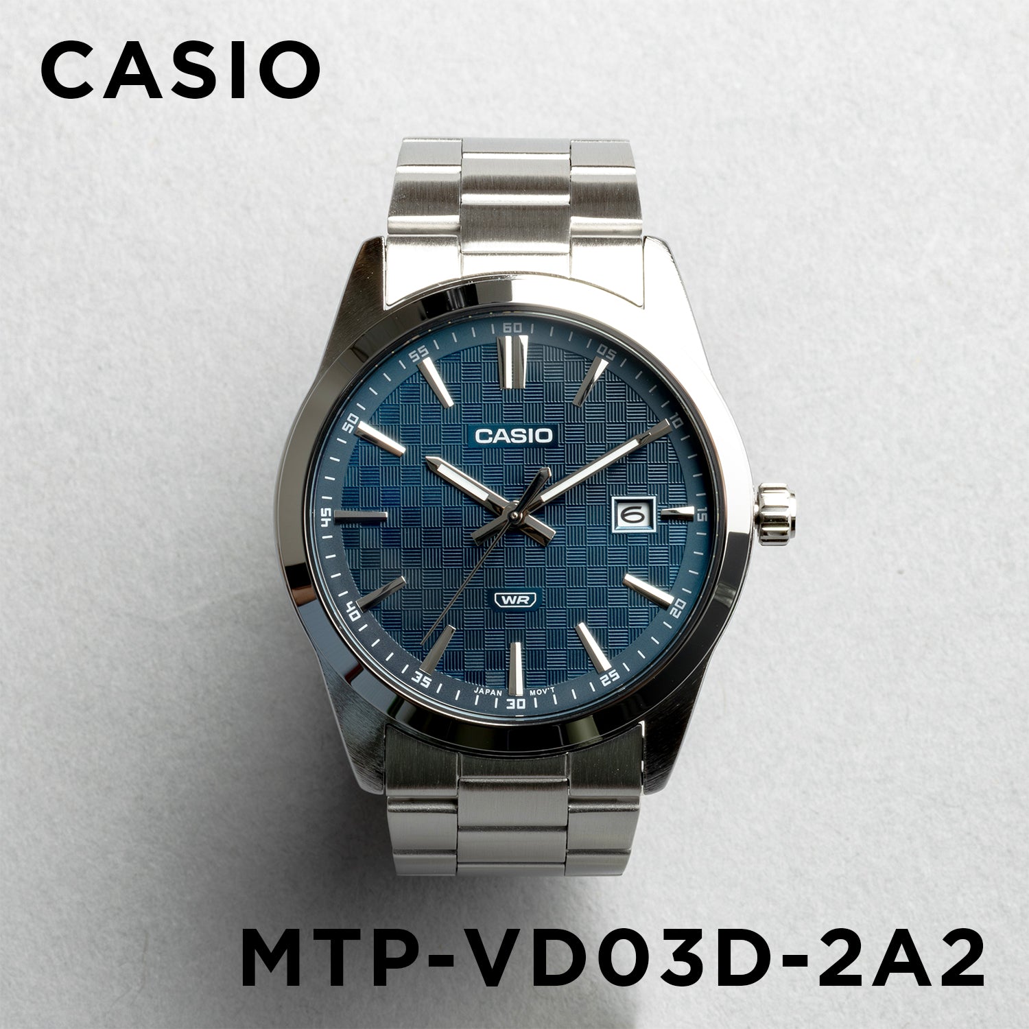 CASIO カシオ MTP-VD03D-2A2 シルバー ブルー文字盤 アナログ メンズ 腕時計 正面