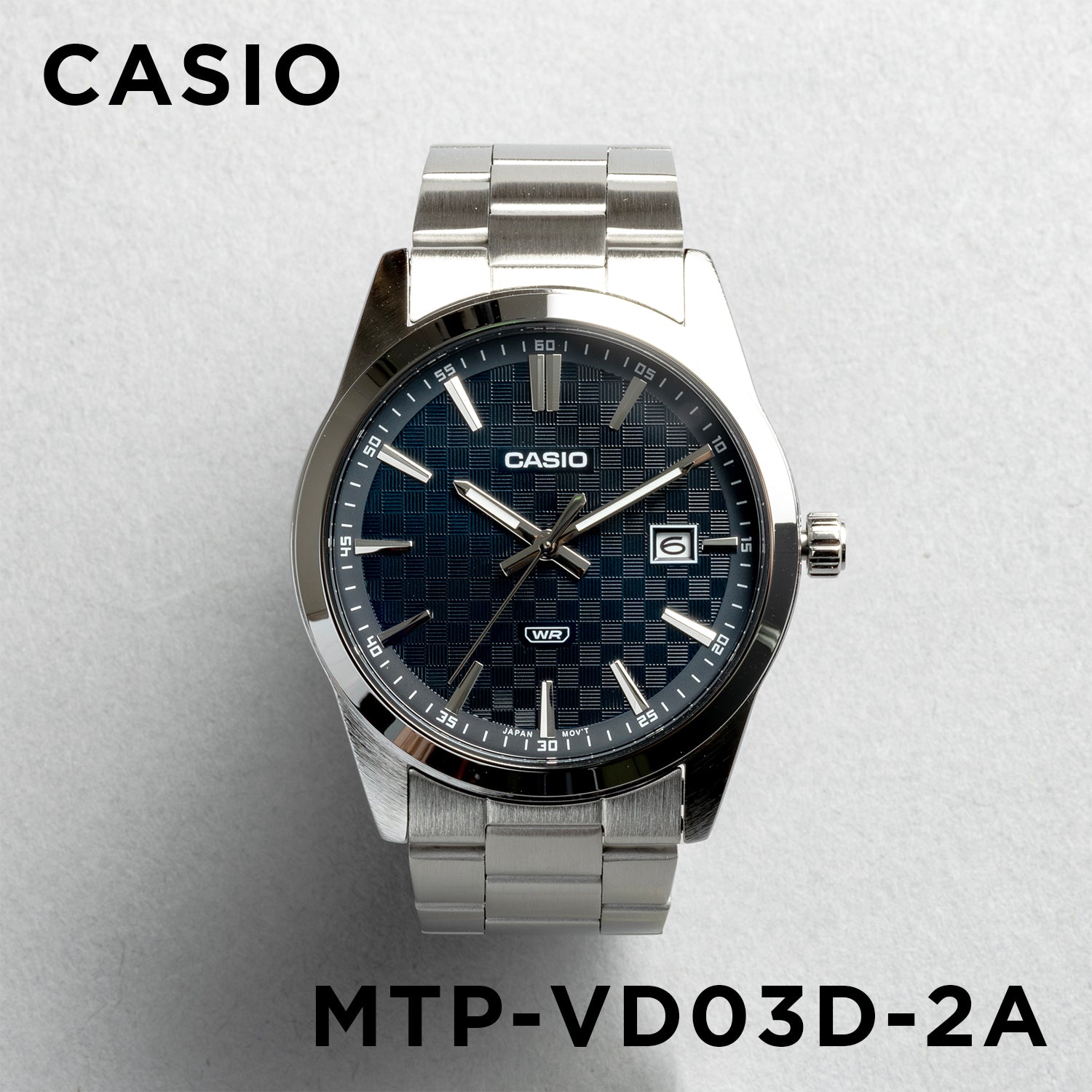 CASIO カシオ MTP-VD03D-2A シルバー ブルー文字盤 アナログ メンズ 腕時計 正面