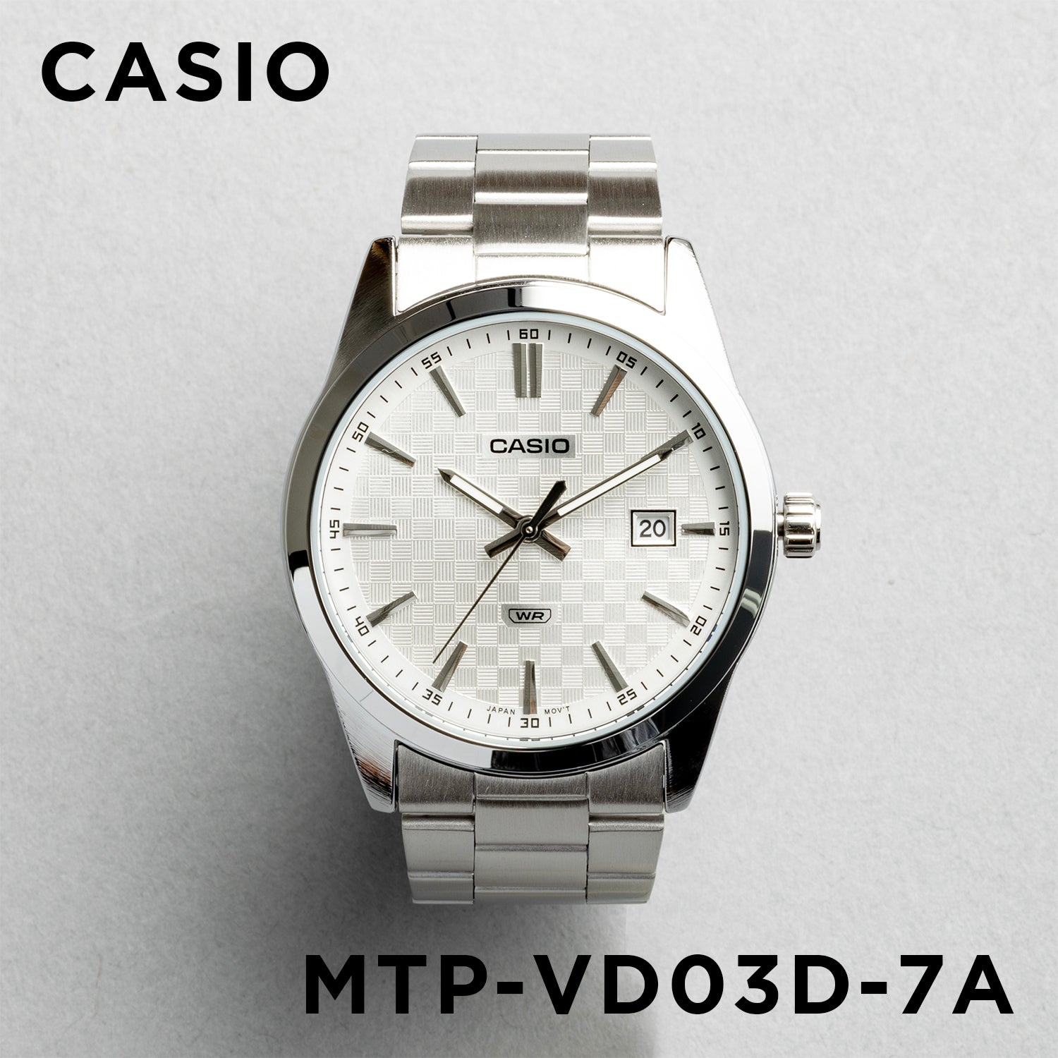 CASIO カシオ MTP-VD03D-7A シルバー ホワイト文字盤 アナログ メンズ 腕時計 正面