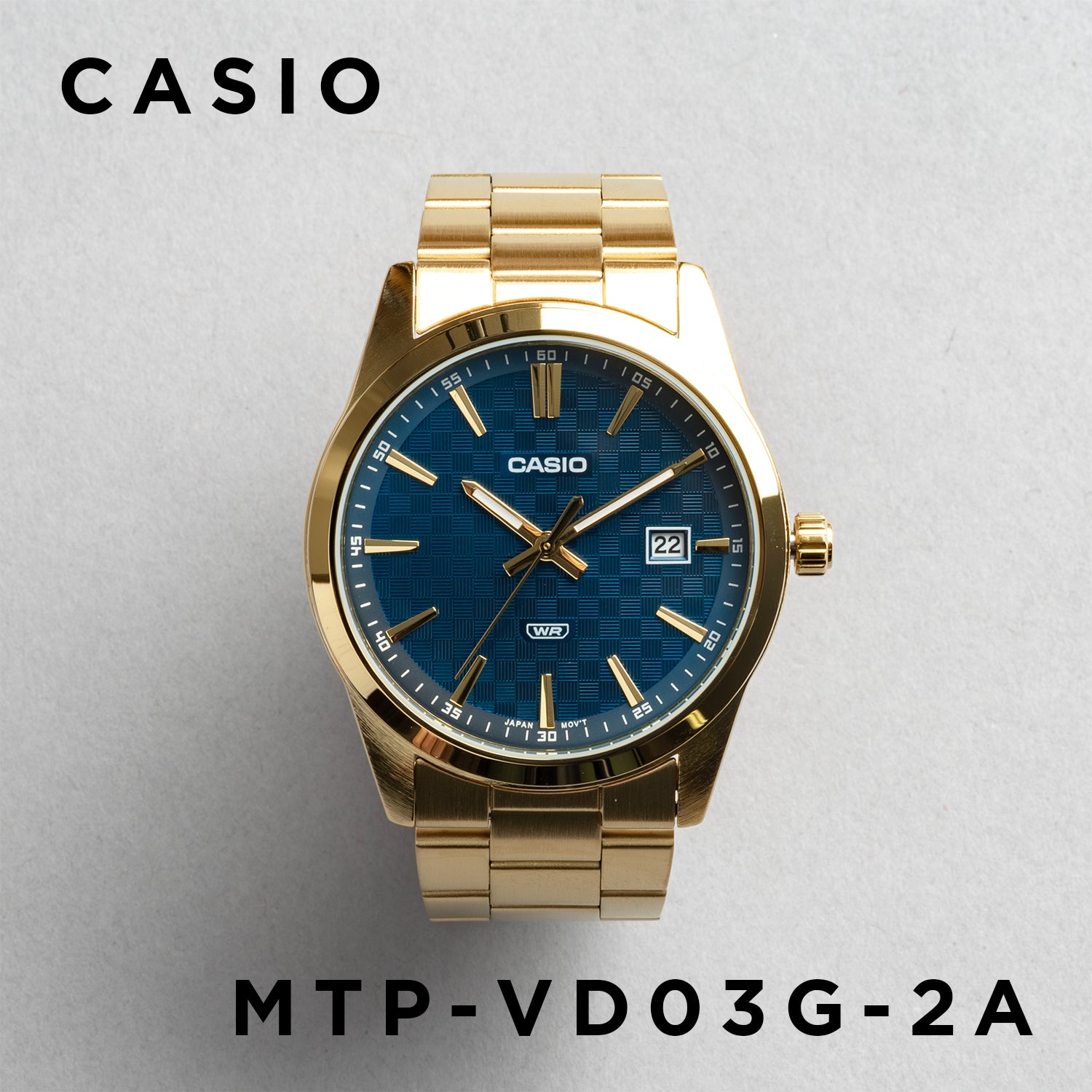 CASIO カシオ MTP-VD03G-2A ゴールド ブルー文字盤 アナログ メンズ 腕時計 正面