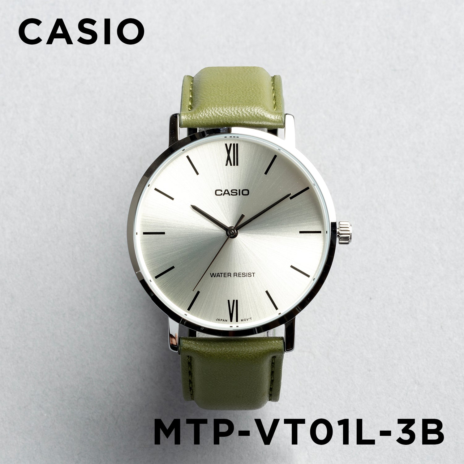 CASIO カシオ MTP-VT01L-3B グリーン シルバー文字盤 アナログ ユニセックス 腕時計