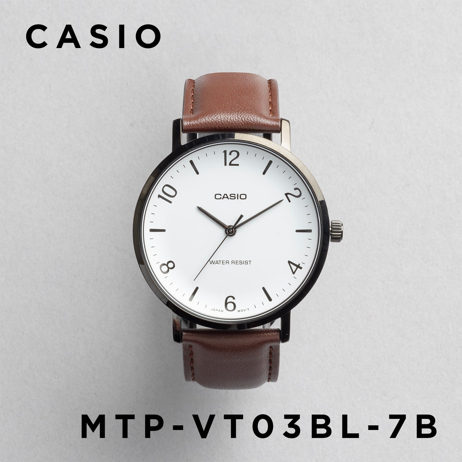 CASIO カシオ MTP-VT03BL-7B ブラウン ホワイト文字盤 アナログ メンズ 腕時計 正面