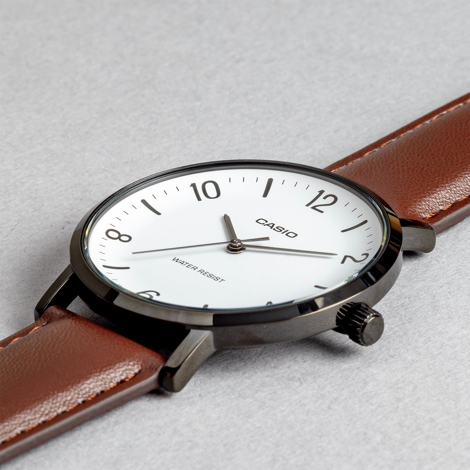 CASIO カシオ MTP-VT03BL-7B ブラウン ホワイト文字盤 アナログ メンズ 腕時計 斜め