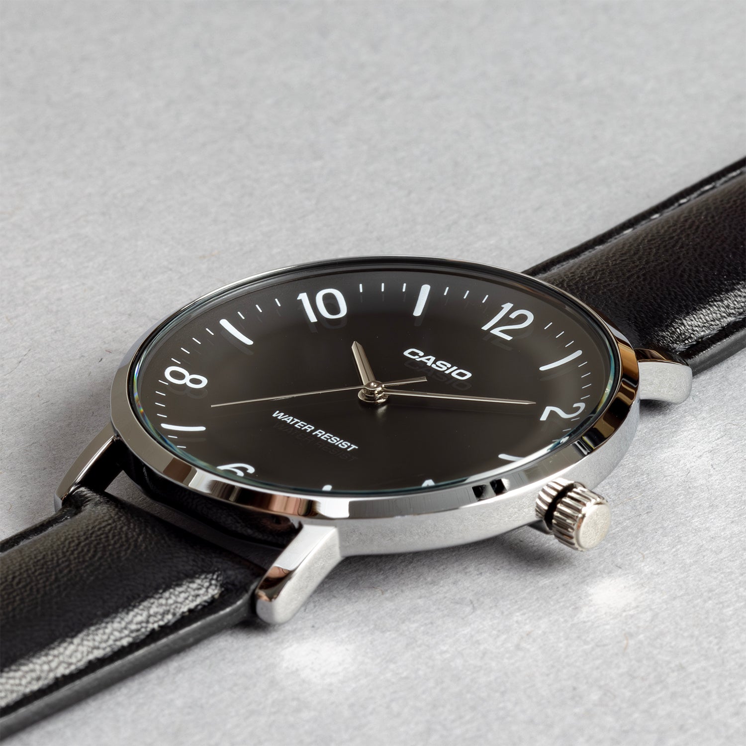 CASIO カシオ MTP-VT03L-1B ブラック ブラック文字盤 アナログ メンズ 腕時計 斜め