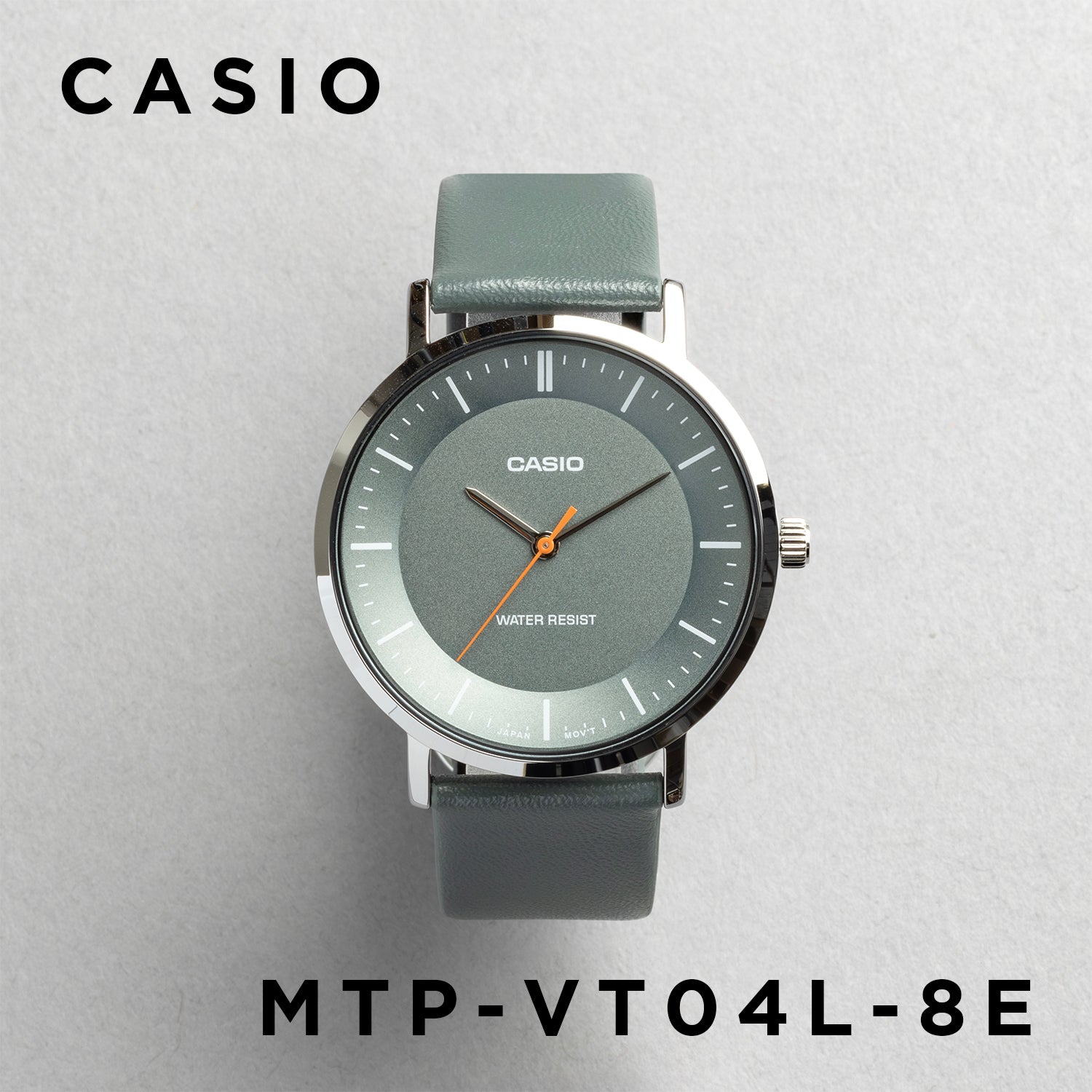 CASIO カシオ MTP-VT04L-8E グレー グレー文字盤 アナログ メンズ 腕時計 正面