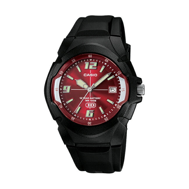 CASIO カシオ MW-600F-4A ブラック レッド文字盤 アナログ メンズ 腕時計