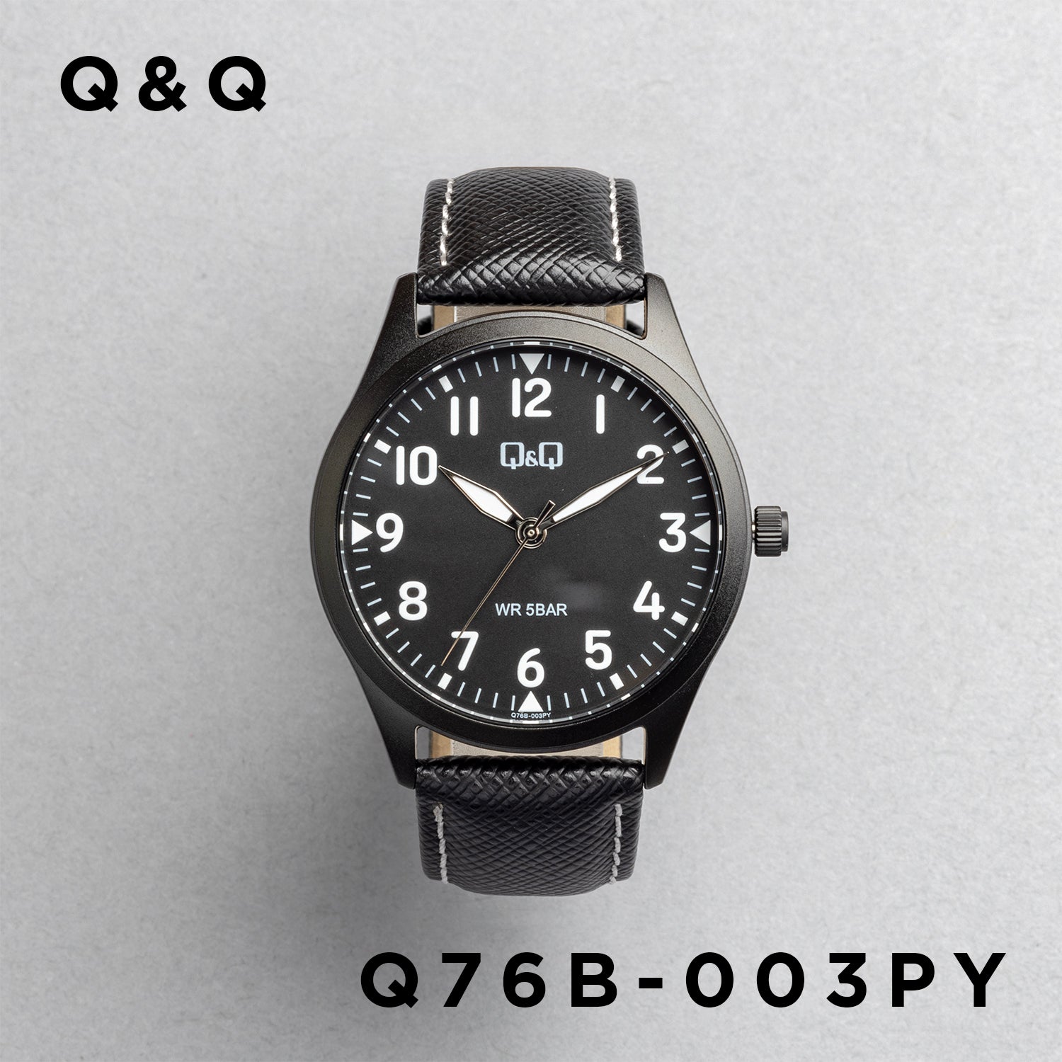 Q&Q QQ Q76B-003PY ブラック ブラック文字盤 アナログ メンズ 腕時計 正面