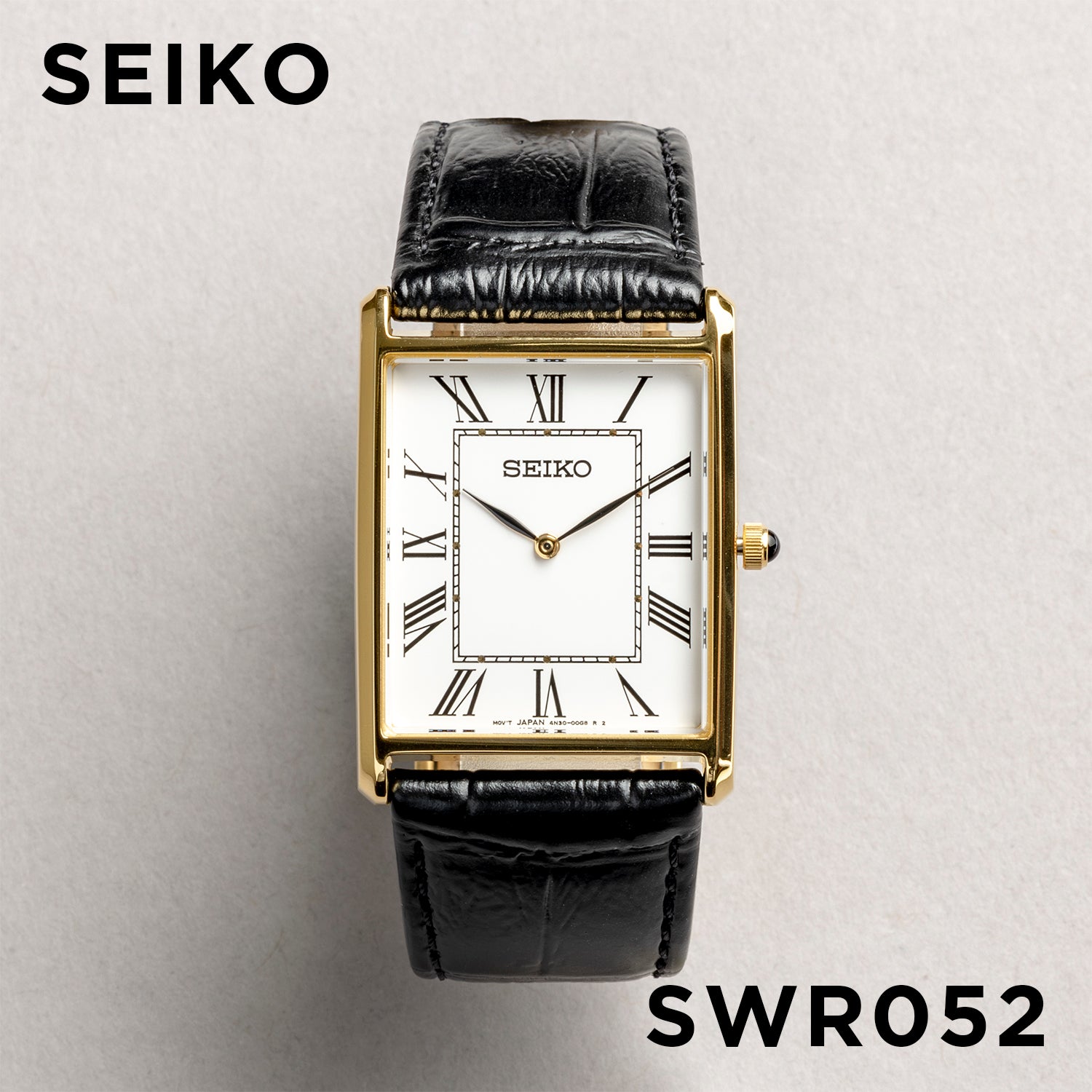 SEIKO セイコー SWR052 ブラック ホワイト文字盤 アナログ メンズ 腕時計 正面