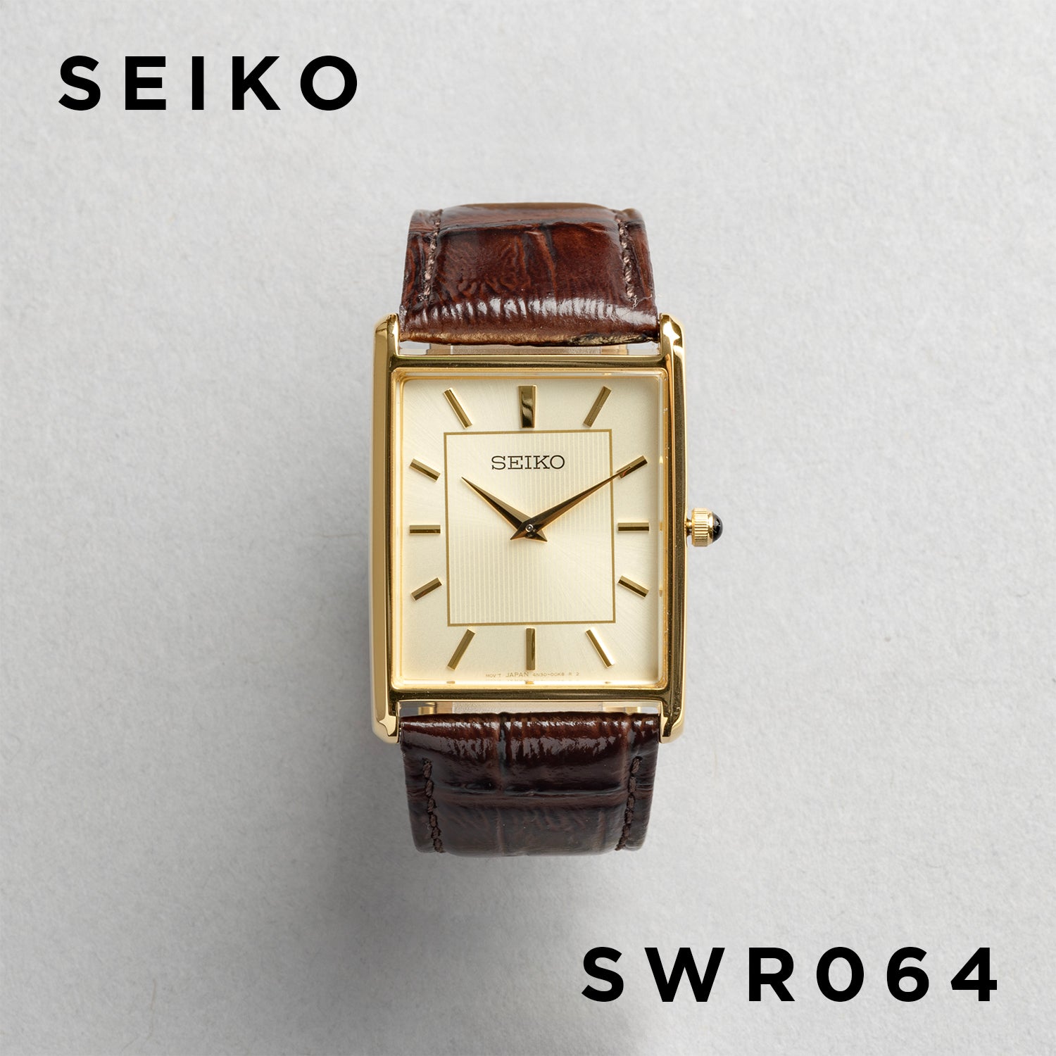 SEIKO セイコー SWR064 ブラウン ゴールド文字盤 アナログ メンズ 腕時計 正面