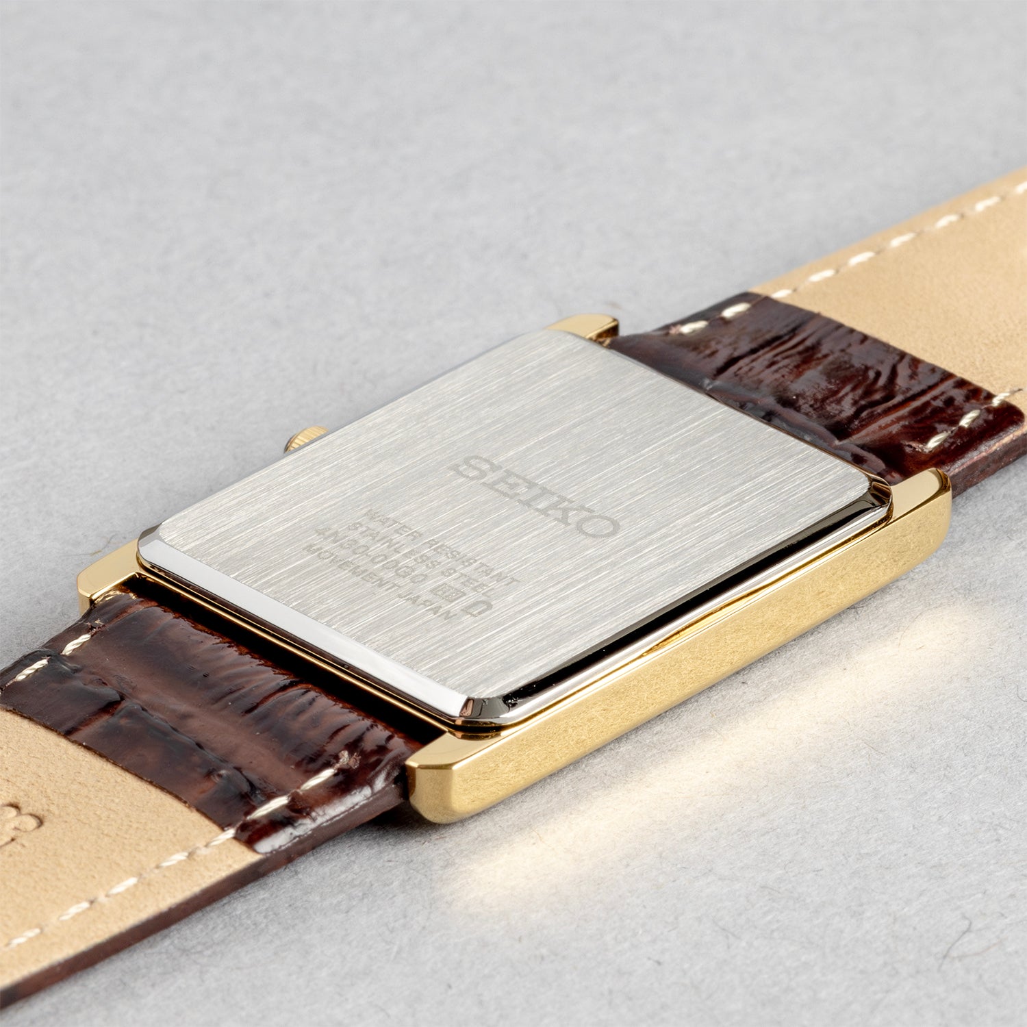 SEIKO セイコー SWR064 ブラウン ゴールド文字盤 アナログ メンズ 腕時計 ケースバック