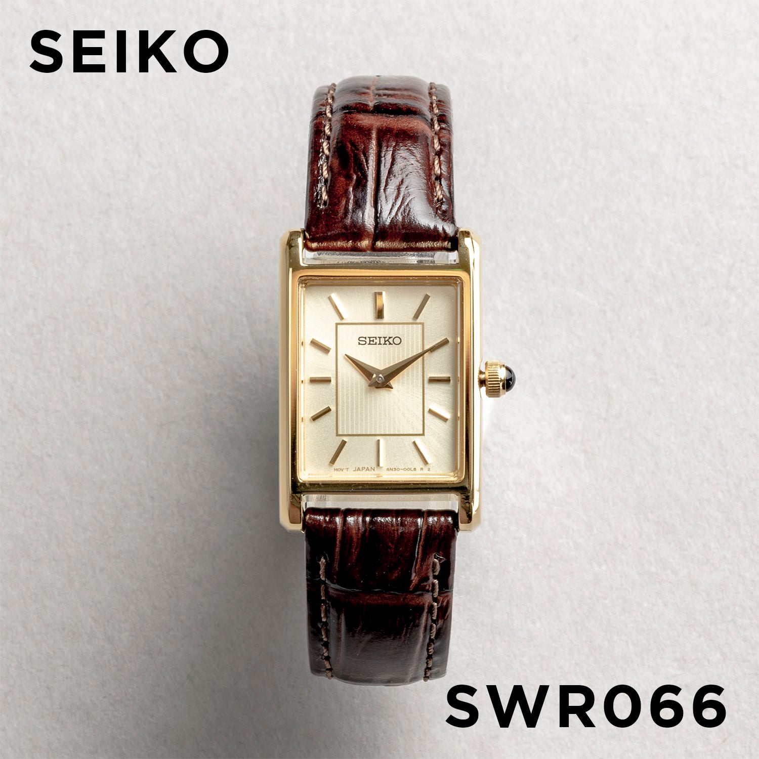 SEIKO セイコー SWR066 ブラウン ゴールド文字盤 アナログ レディース 腕時計 正面