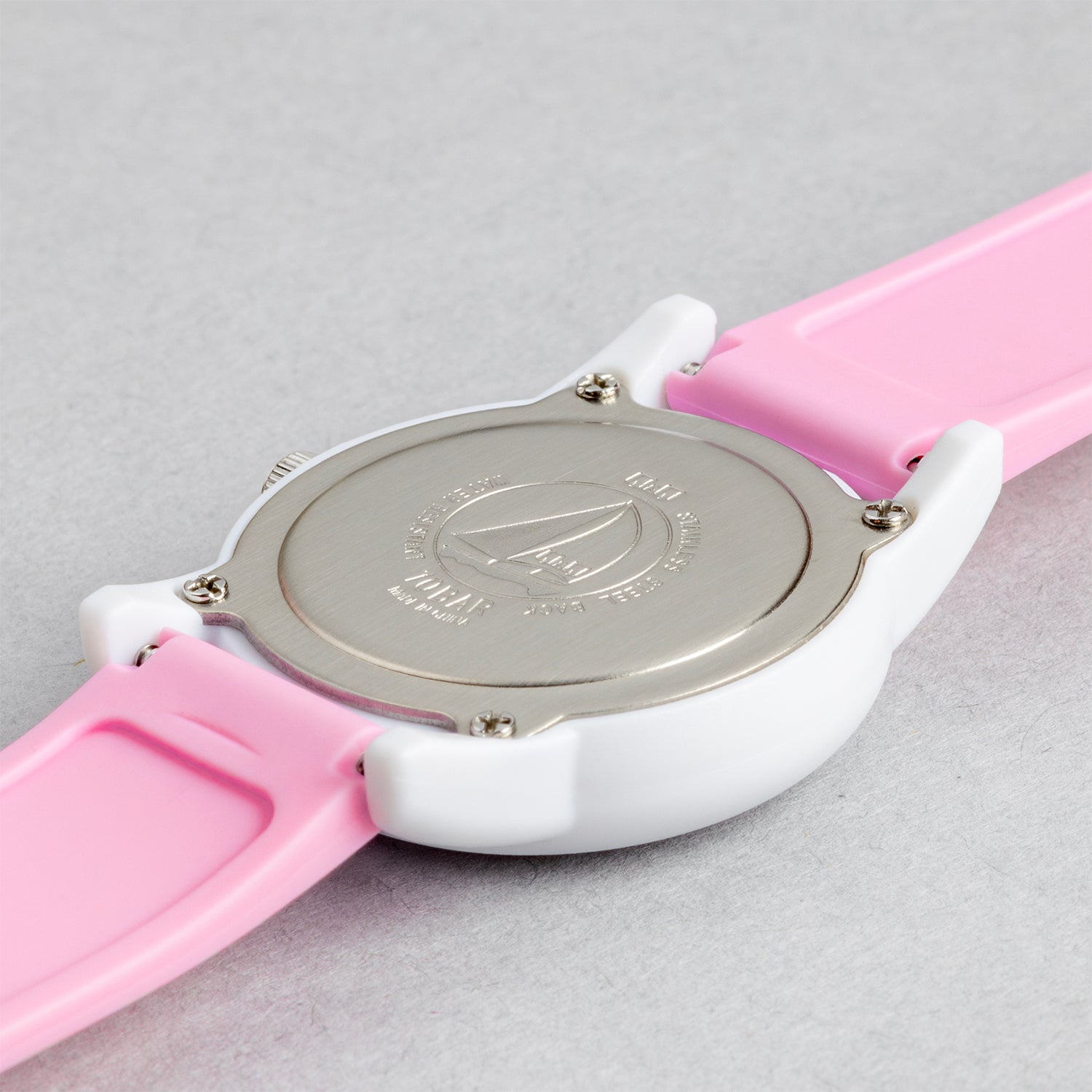 Q&Q QQ V22A-013VY ピンク ホワイト文字盤 アナログ キッズ 腕時計 ケースバック