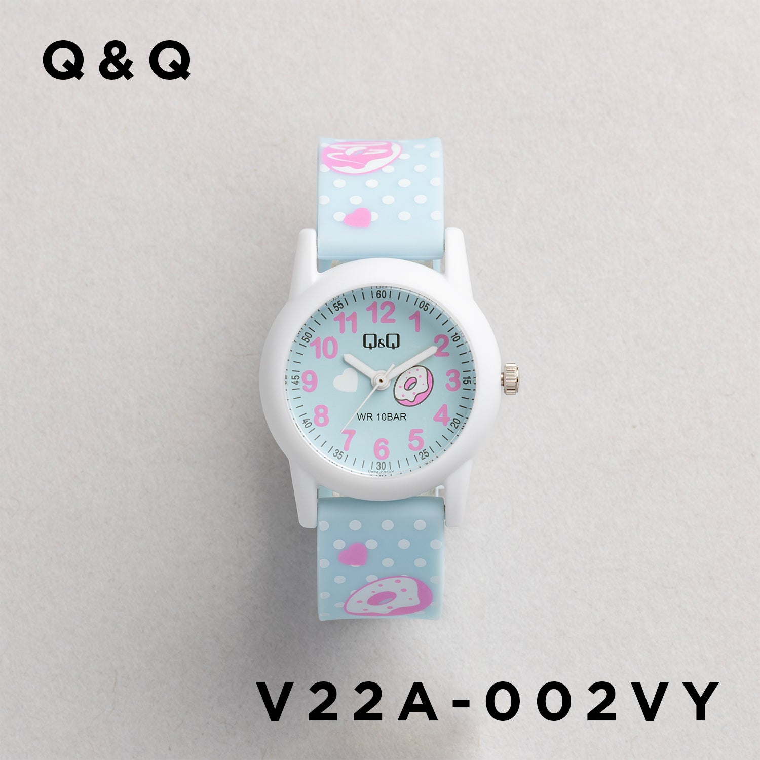 Q&Q QQ V22A-002VY ライトブルー ライトブルー文字盤 アナログ キッズ 腕時計 正面