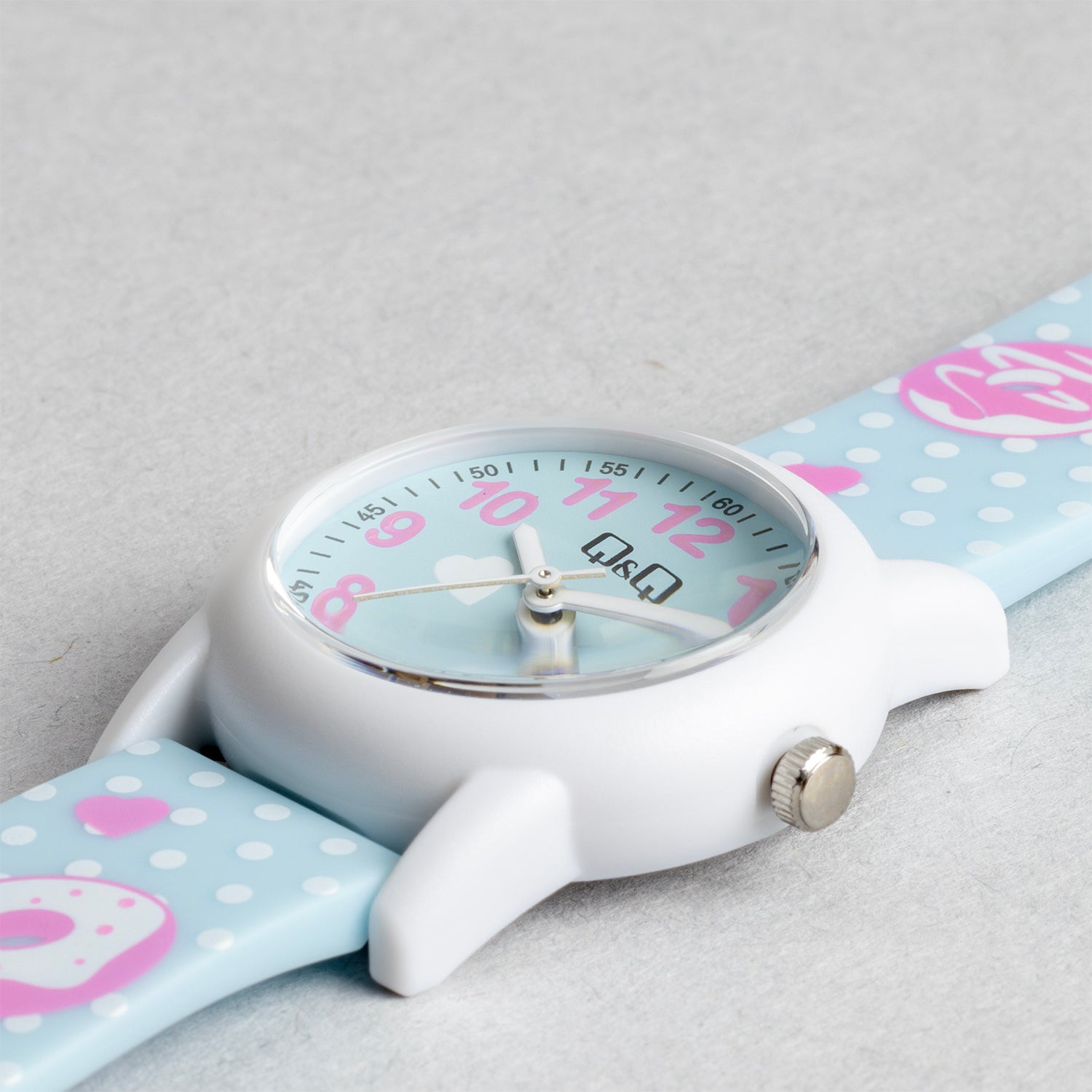 Q&Q QQ V22A-002VY ライトブルー ライトブルー文字盤 アナログ キッズ 腕時計 斜め