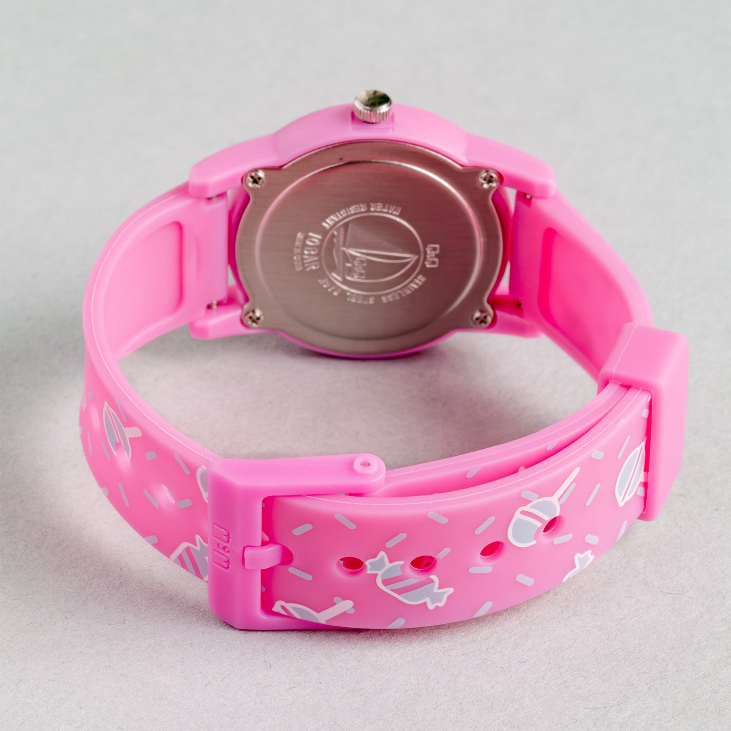 Q&Q QQ V22A-003VY ピンク ホワイト文字盤 アナログ キッズ 腕時計 ベルト