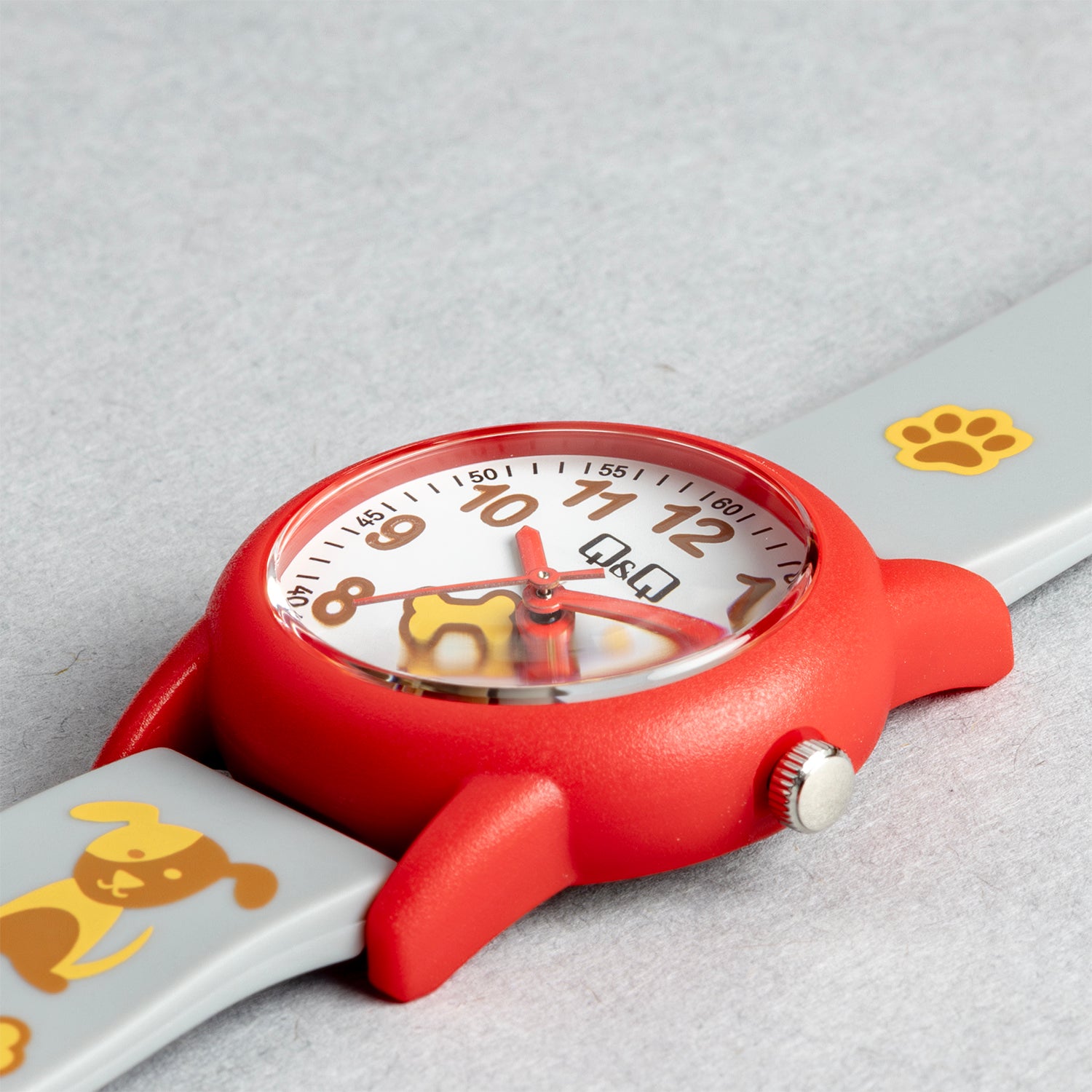 Q&Q QQ V22A-005VY グレー ホワイト文字盤 アナログ キッズ 腕時計 斜め