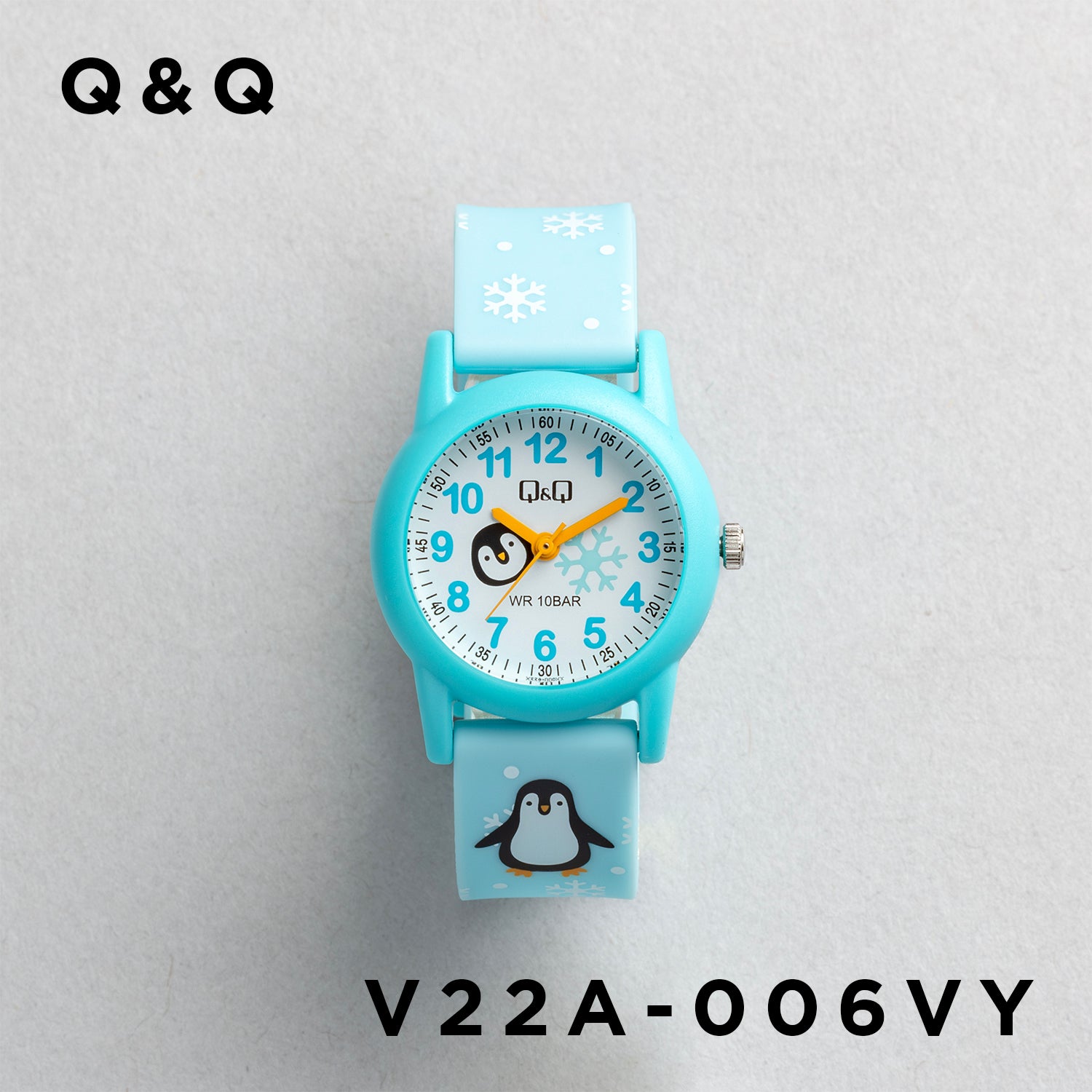 Q&Q QQ V22A-006VY ブルー ホワイト文字盤 アナログ キッズ 腕時計 正面