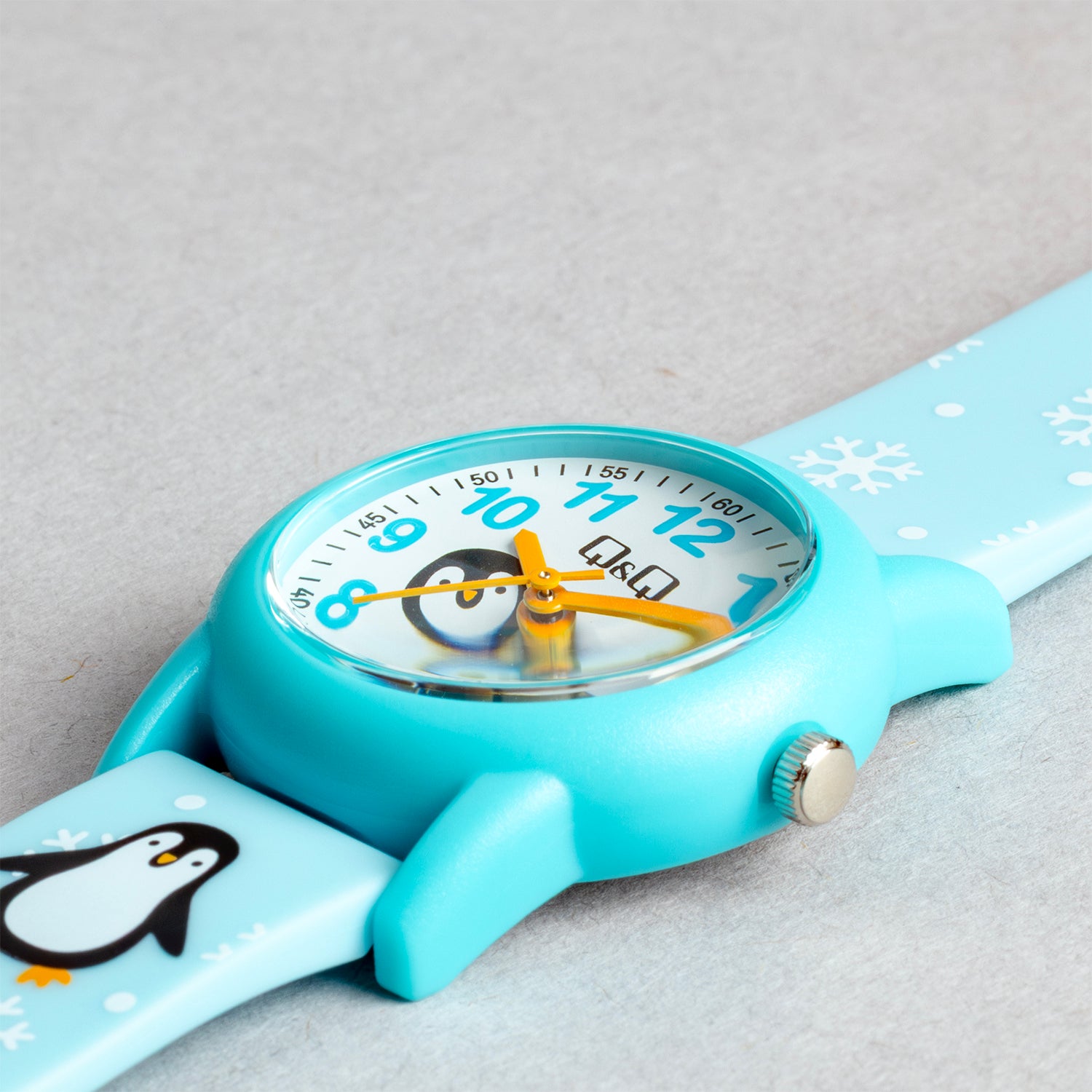 Q&Q QQ V22A-006VY ブルー ホワイト文字盤 アナログ キッズ 腕時計 斜め