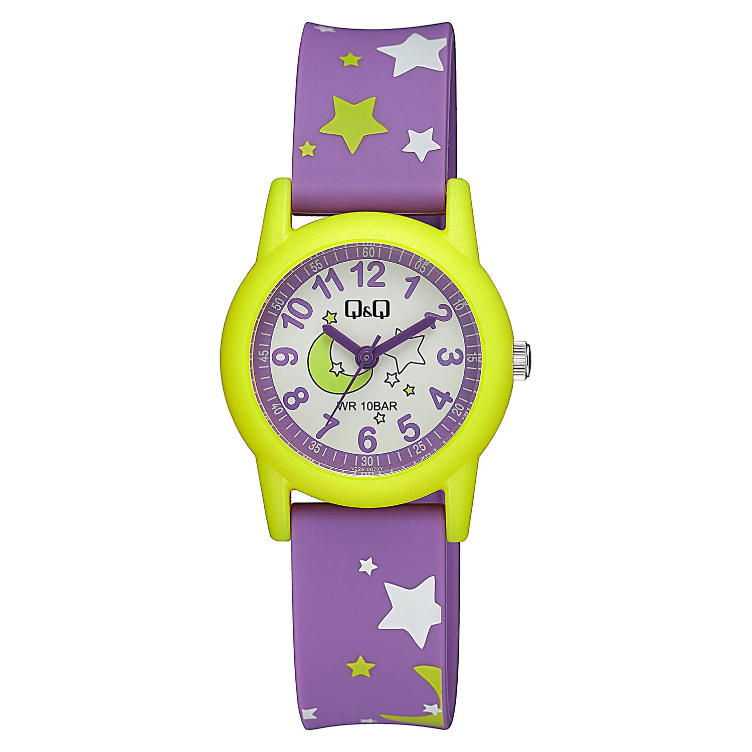 Q&Q QQ V22A-007VY パープル ホワイト文字盤 アナログ キッズ 腕時計
