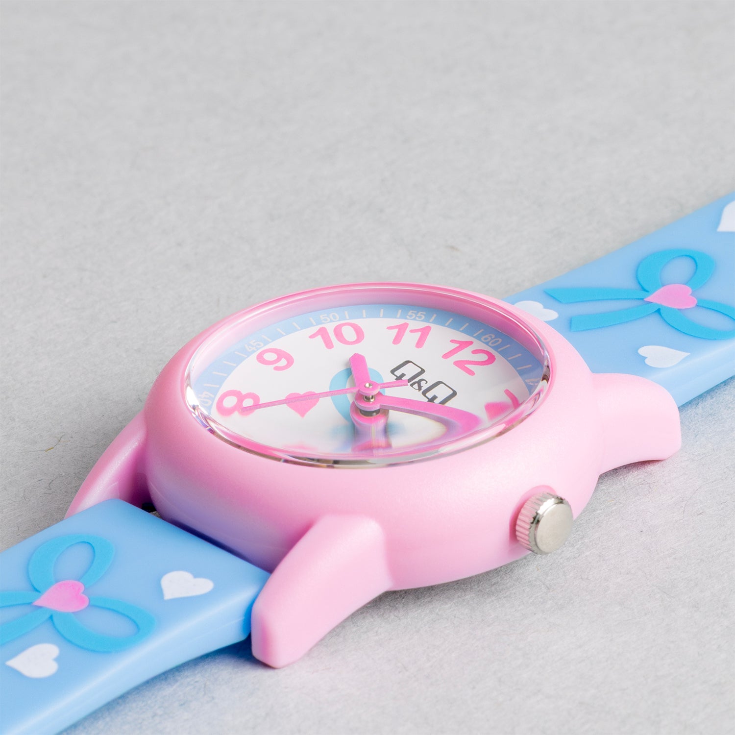 Q&Q QQ V22A-008VY ブルー ホワイト文字盤 アナログ キッズ 腕時計 斜め