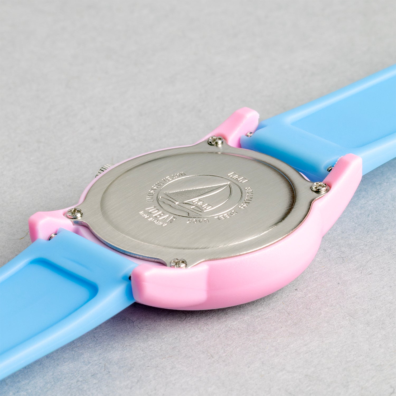 Q&Q QQ V22A-008VY ブルー ホワイト文字盤 アナログ キッズ 腕時計 ケースバック