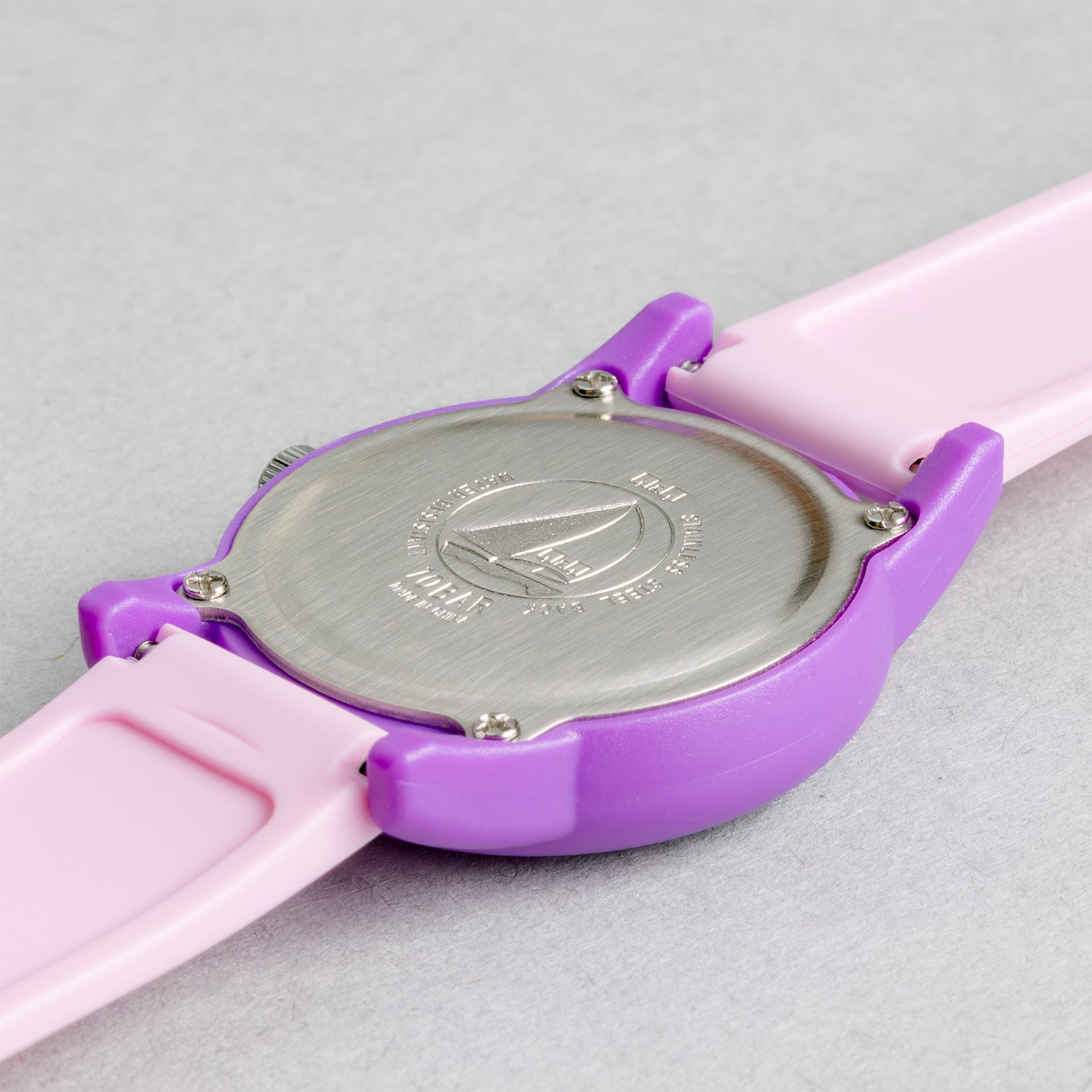 Q&Q QQ V22A-009VY ピンク ホワイト文字盤 アナログ キッズ 腕時計 ケースバック