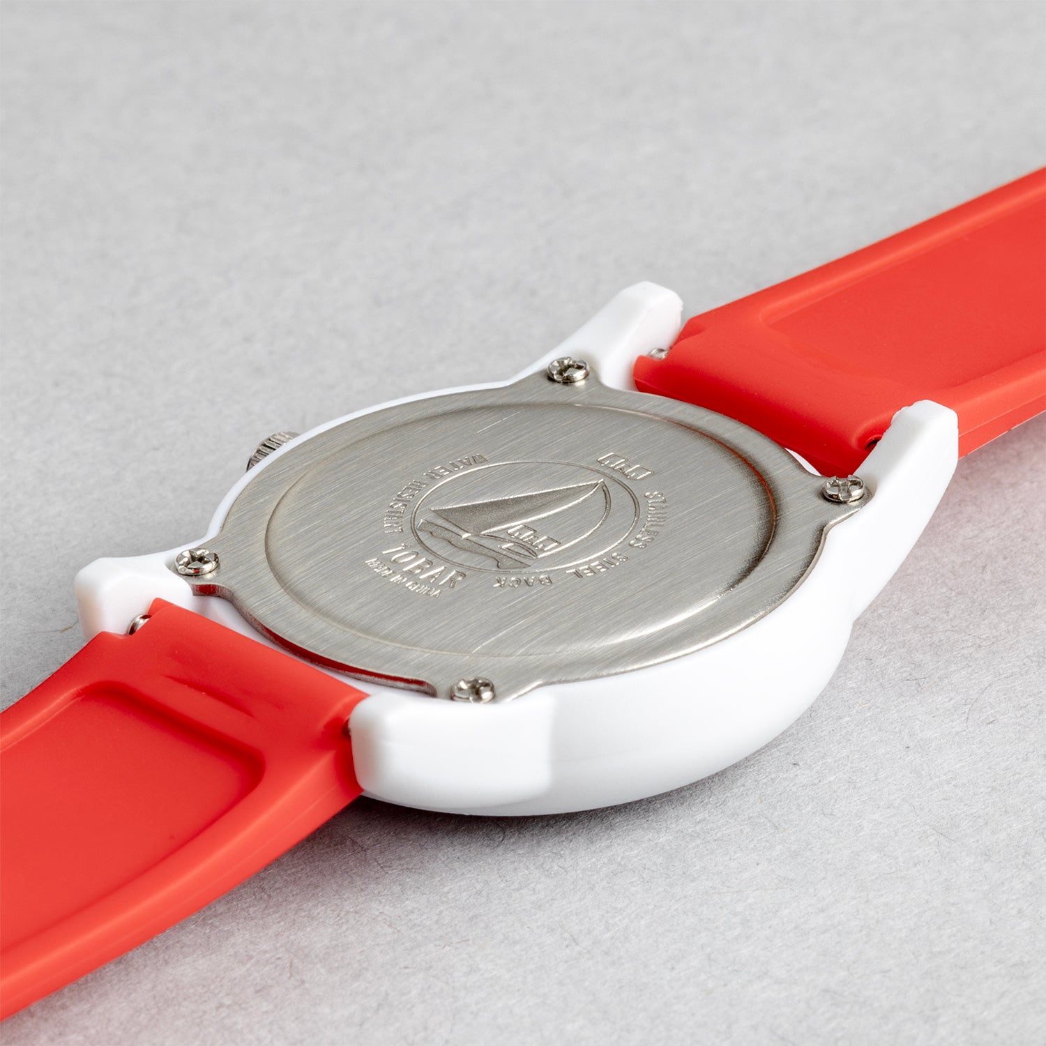 Q&Q QQ V22A-010VY レッド ホワイト文字盤 アナログ キッズ 腕時計 ケースバック