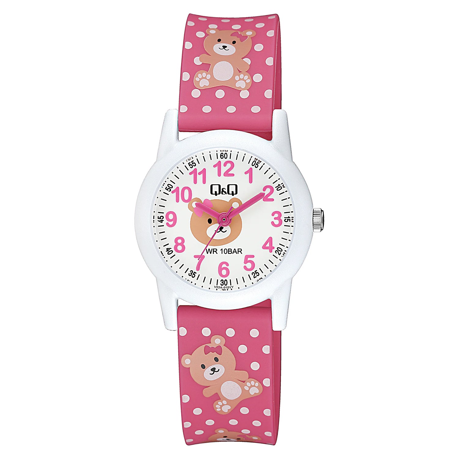 Q&Q QQ V22A-012VY ピンク ホワイト文字盤 アナログ キッズ 腕時計