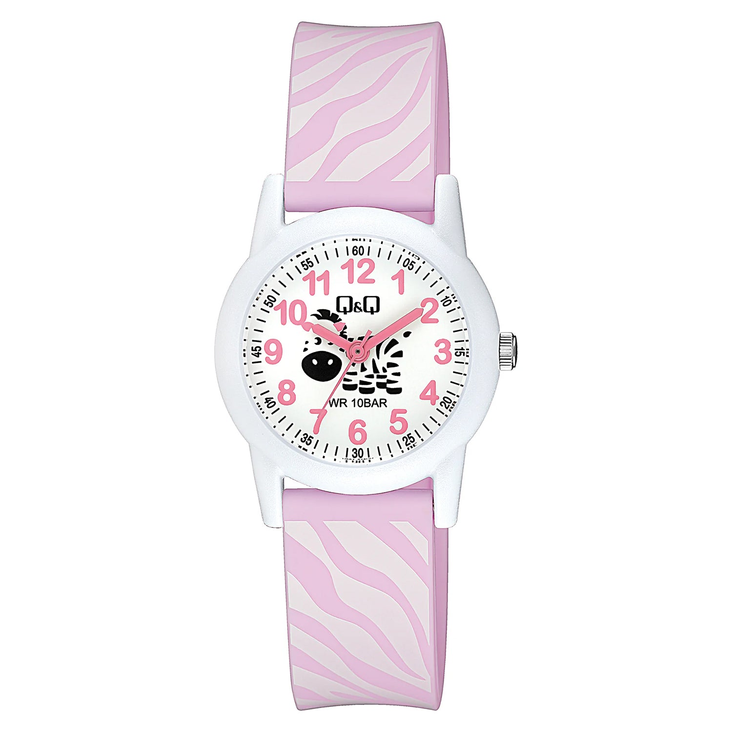 Q&Q QQ V22A-013VY ピンク ホワイト文字盤 アナログ キッズ 腕時計