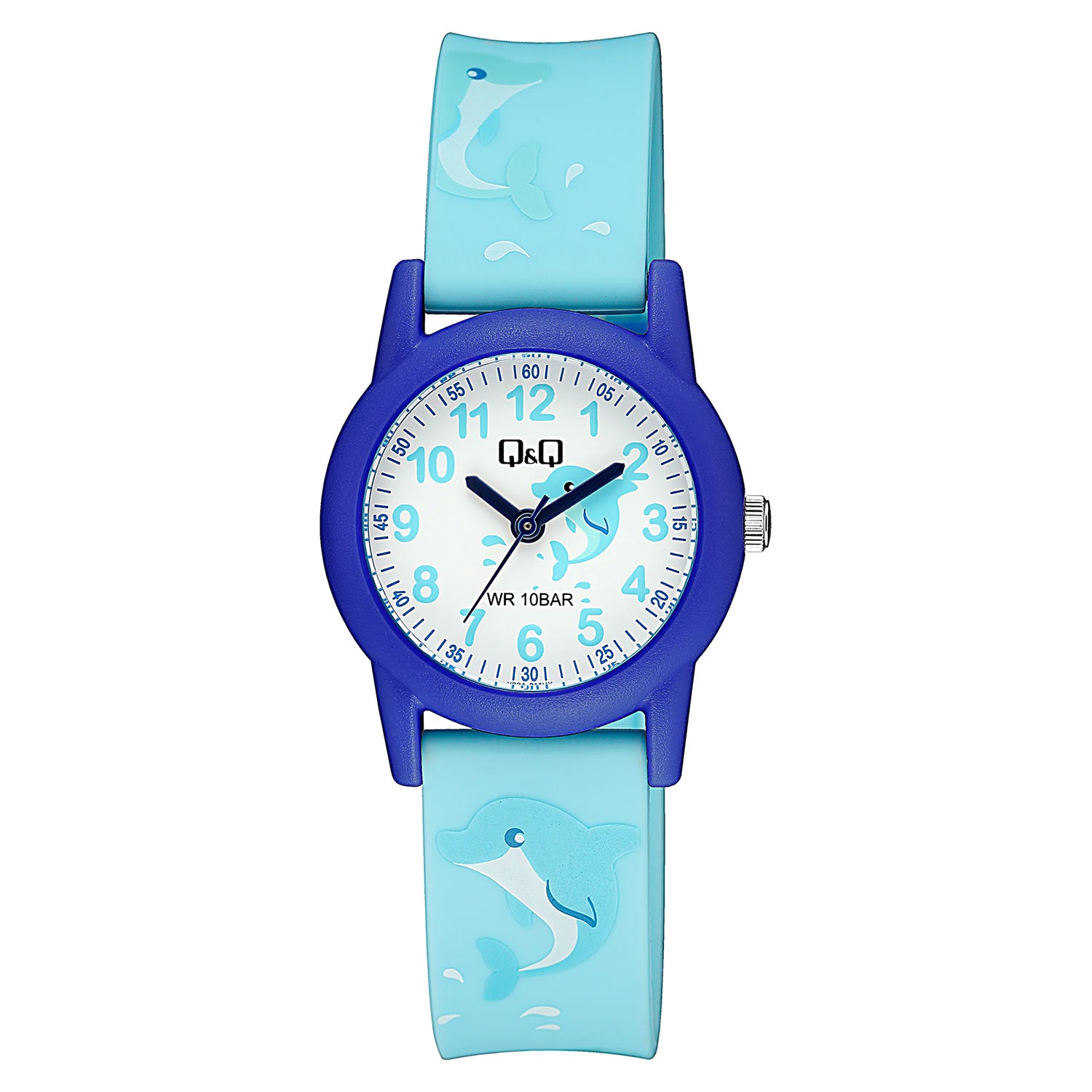 Q&Q QQ V22A-014VY ブルー ホワイト文字盤 アナログ キッズ 腕時計