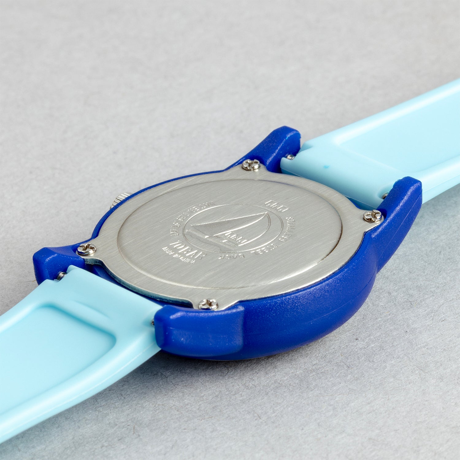 Q&Q QQ V22A-014VY ブルー ホワイト文字盤 アナログ キッズ 腕時計 ケースバック