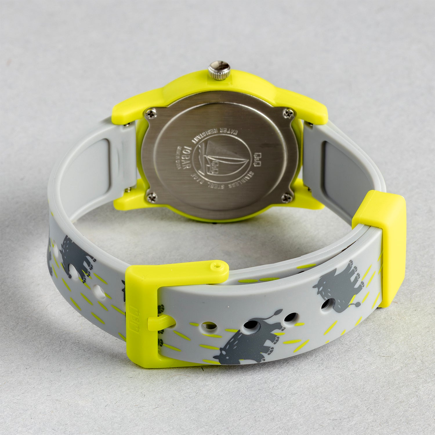 Q&Q QQ V22A-017VY グレー ホワイト文字盤 アナログ キッズ 腕時計 ベルト