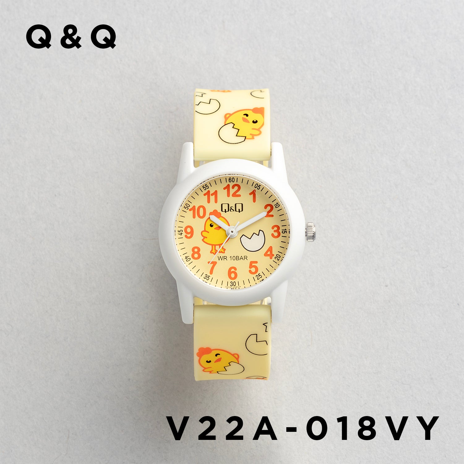 Q&Q QQ V22A-018VY イエロー イエロー文字盤 アナログ キッズ 腕時計 正面