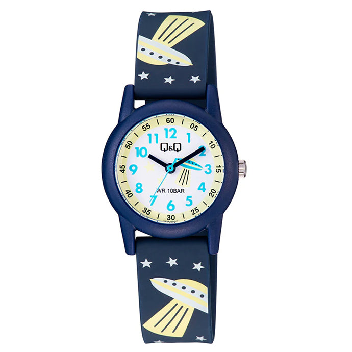 Q&Q QQ V22A-020VY ネイビー ホワイト文字盤 アナログ キッズ 腕時計