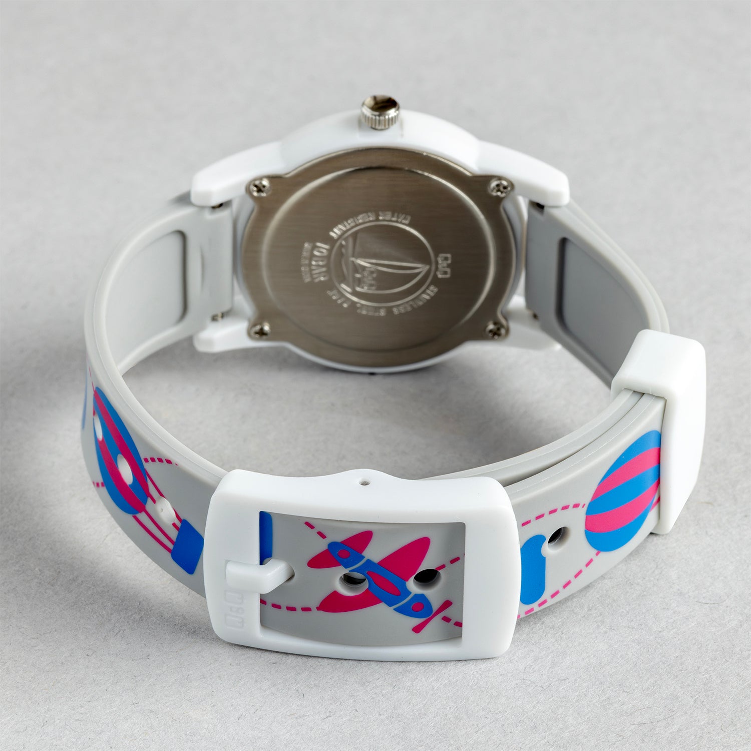 Q&Q QQ V22A-021VY グレー ホワイト文字盤 アナログ キッズ 腕時計 ベルト