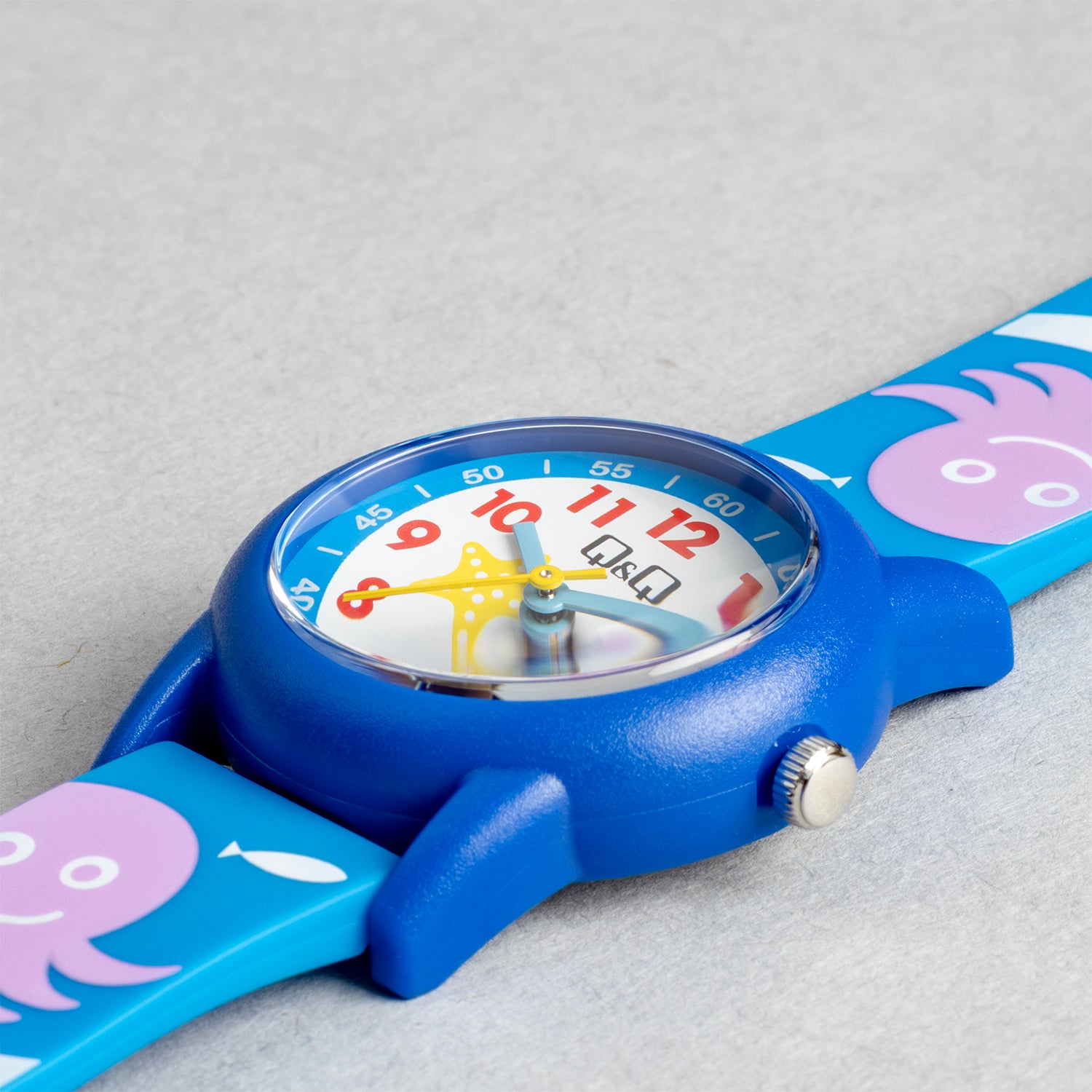 Q&Q QQ V22A-022VY ブルー ホワイト文字盤 アナログ キッズ 腕時計 斜め