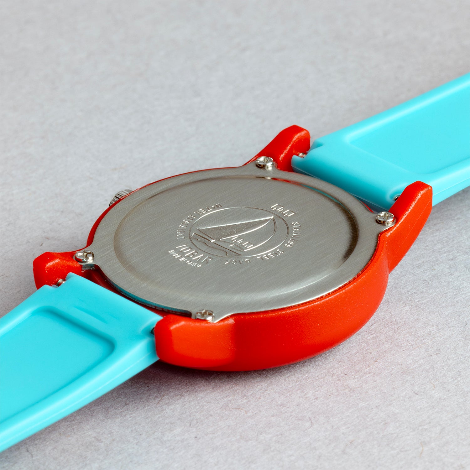 Q&Q QQ V23A-003VY ブルー ホワイト文字盤 アナログ キッズ 腕時計 ケースバック