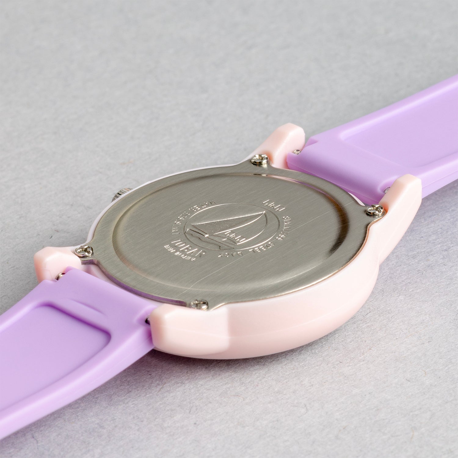 Q&Q QQ V23A-012VY パープル ホワイト文字盤 アナログ キッズ 腕時計 ケースバック