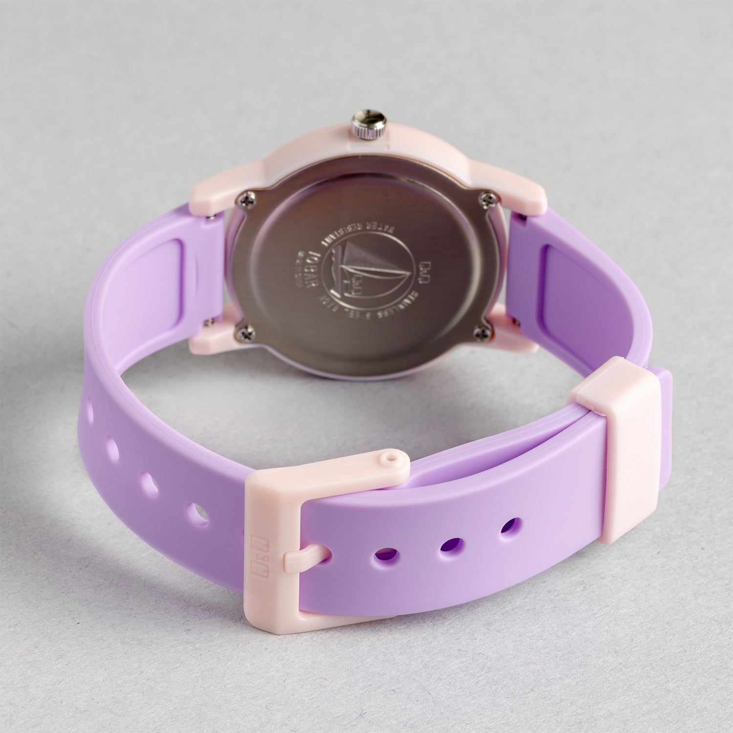 Q&Q QQ V23A-012VY パープル ホワイト文字盤 アナログ キッズ 腕時計 ベルト