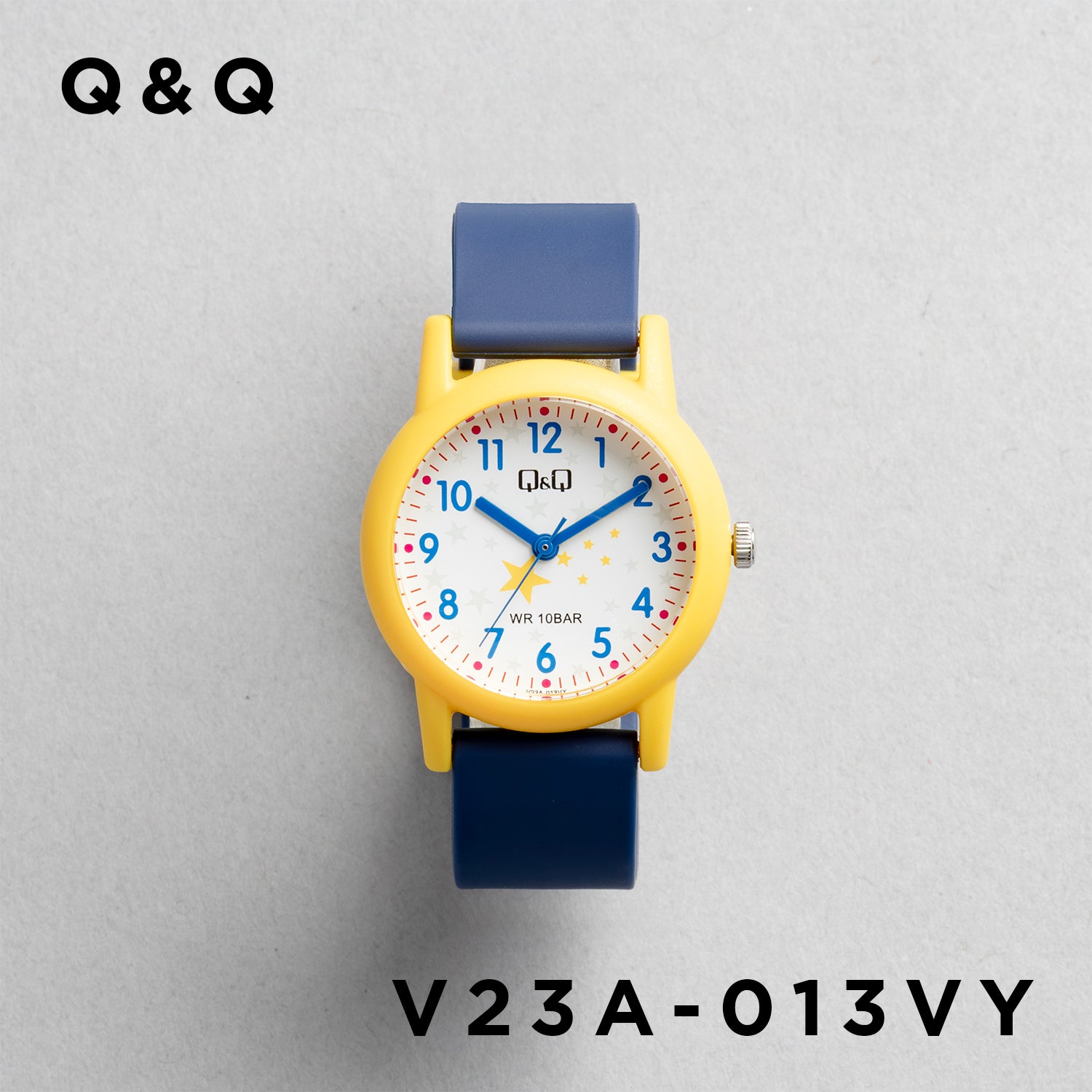 Q&Q QQ V23A-013VY ネイビー ホワイト文字盤 アナログ キッズ 腕時計 正面