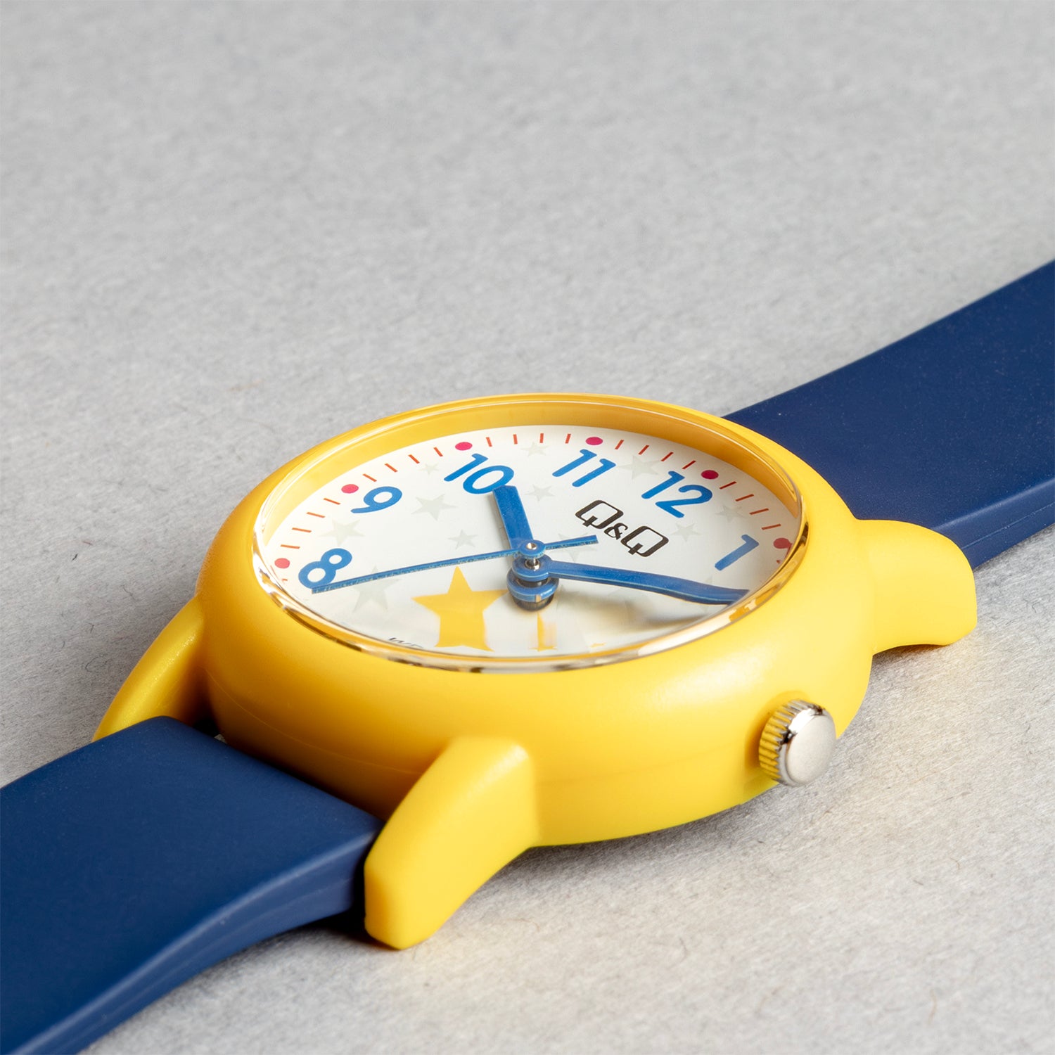 Q&Q QQ V23A-013VY ネイビー ホワイト文字盤 アナログ キッズ 腕時計 斜め