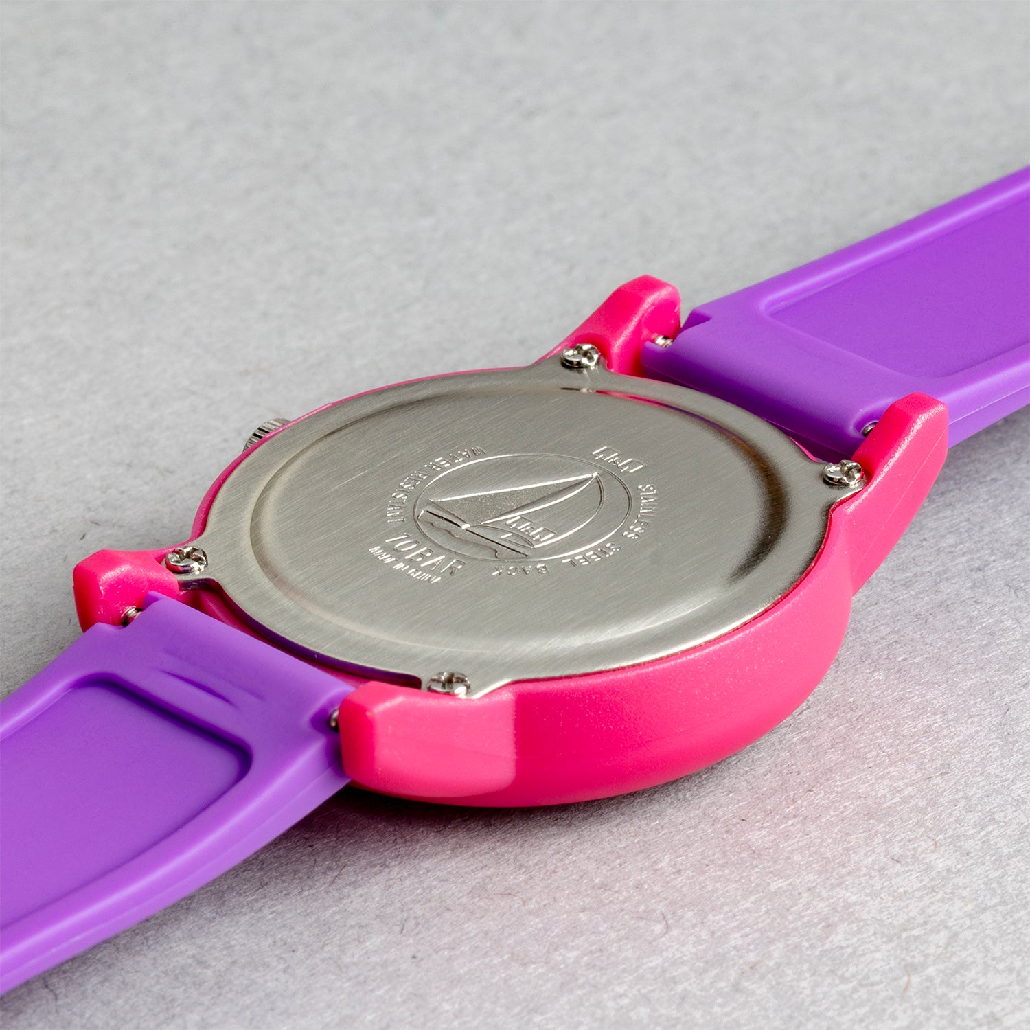 Q&Q QQ V23A-014VY パープル ピンク文字盤 アナログ キッズ 腕時計 ケースバック