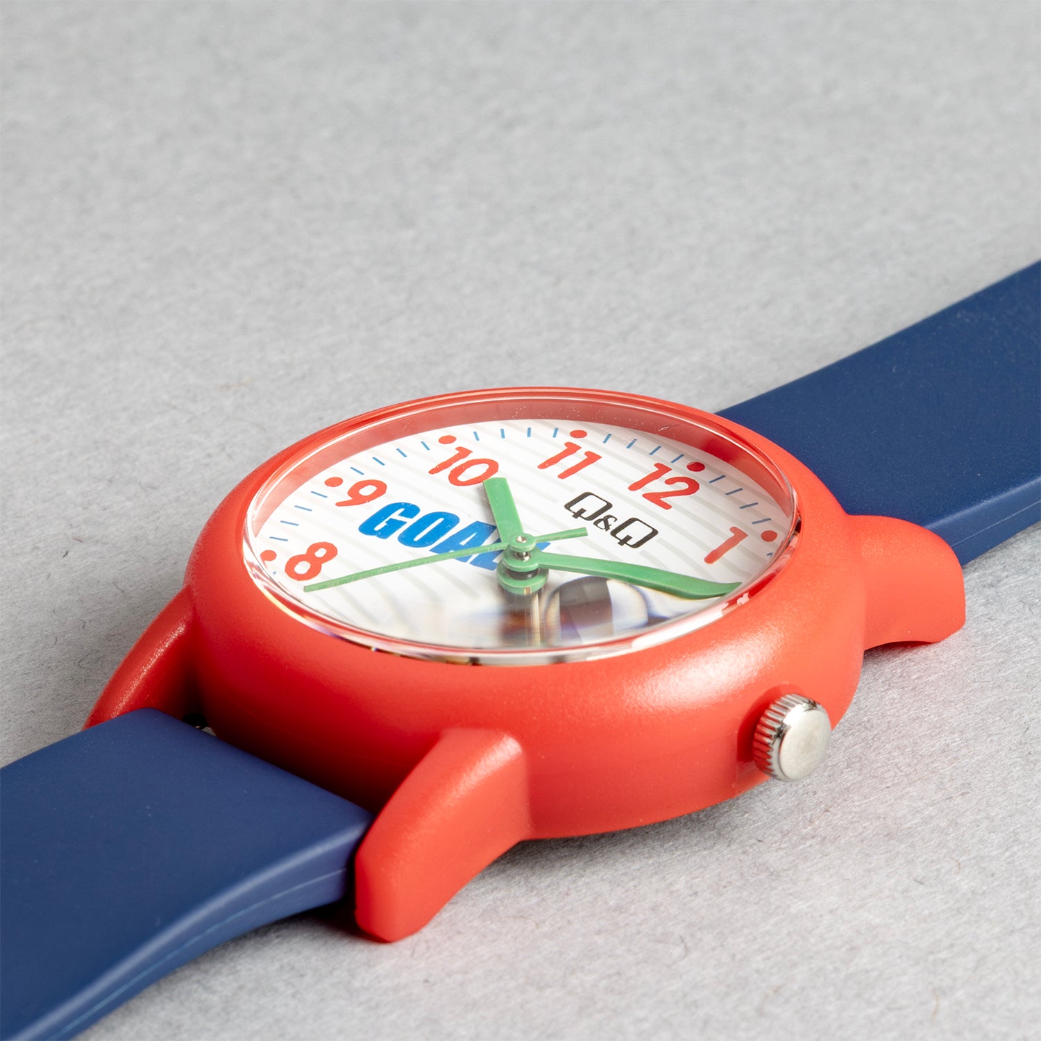 Q&Q QQ V23A-015VY ネイビー ホワイト文字盤 アナログ キッズ 腕時計 斜め