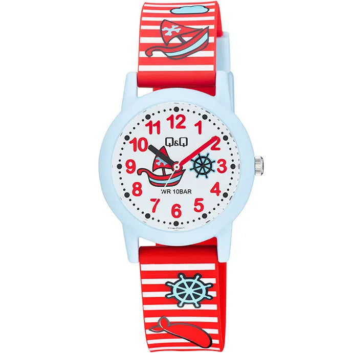 Q&Q QQ V23A-018VY レッド ホワイト文字盤 アナログ キッズ 腕時計