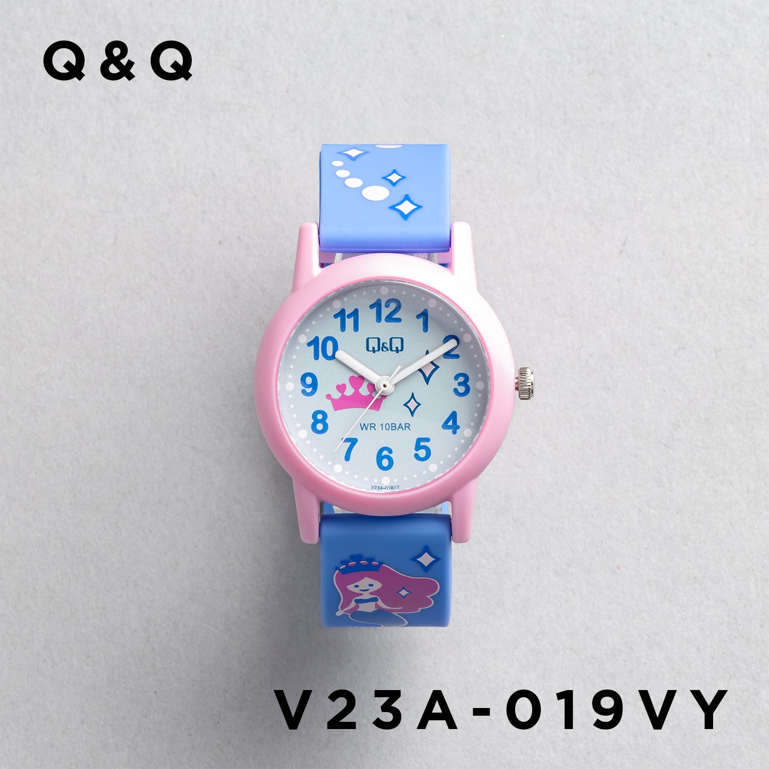 Q&Q QQ V23A-019VY ブルー ブルー文字盤 アナログ キッズ 腕時計 正面