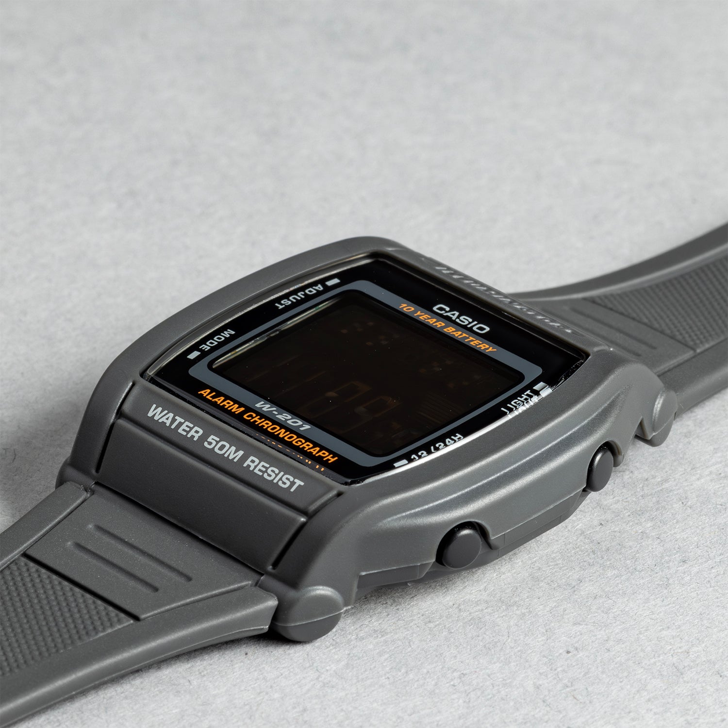 CASIO カシオ W-201-1B ブラック ブラック文字盤 デジタル メンズ 腕時計 斜め