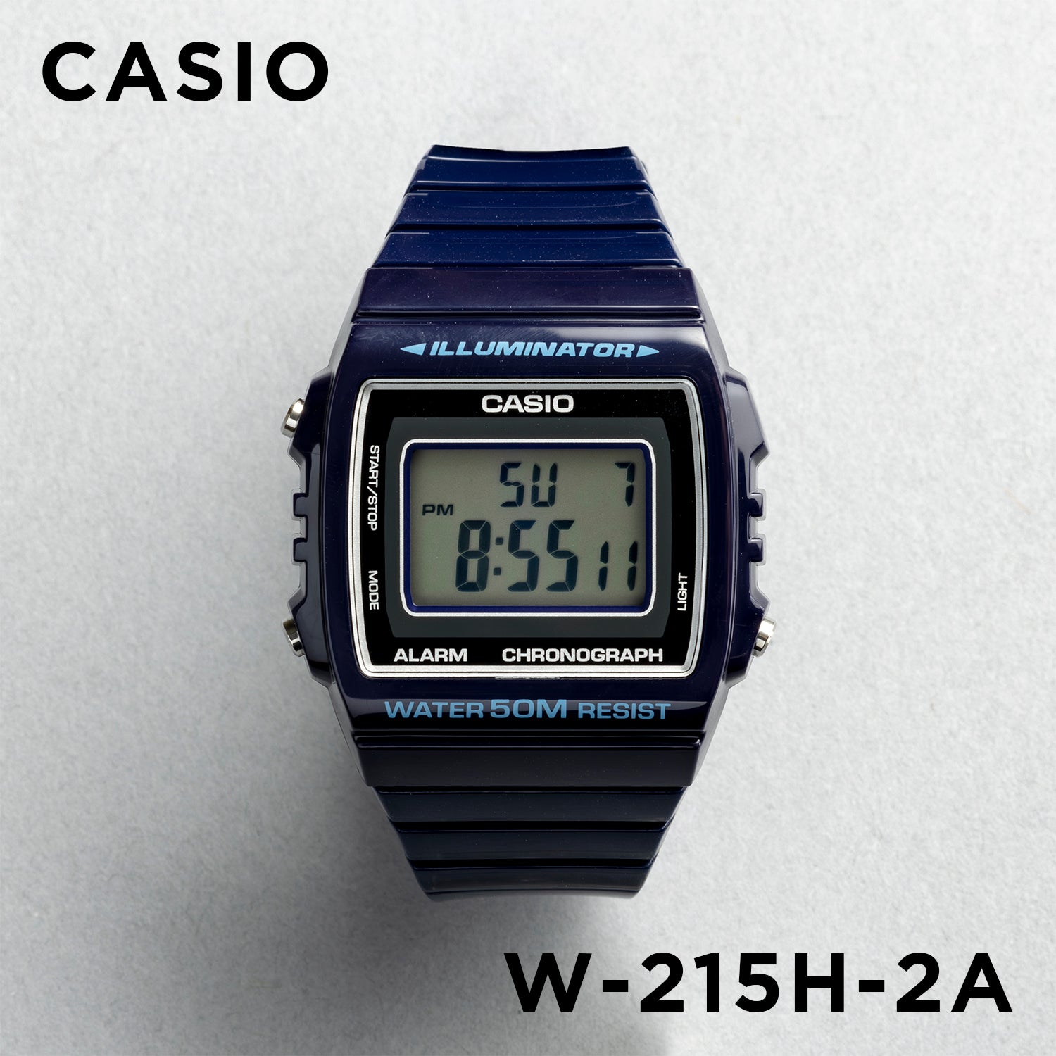 CASIO カシオ W-215H-2A ブルー ブラック文字盤 デジタル ユニセックス 腕時計